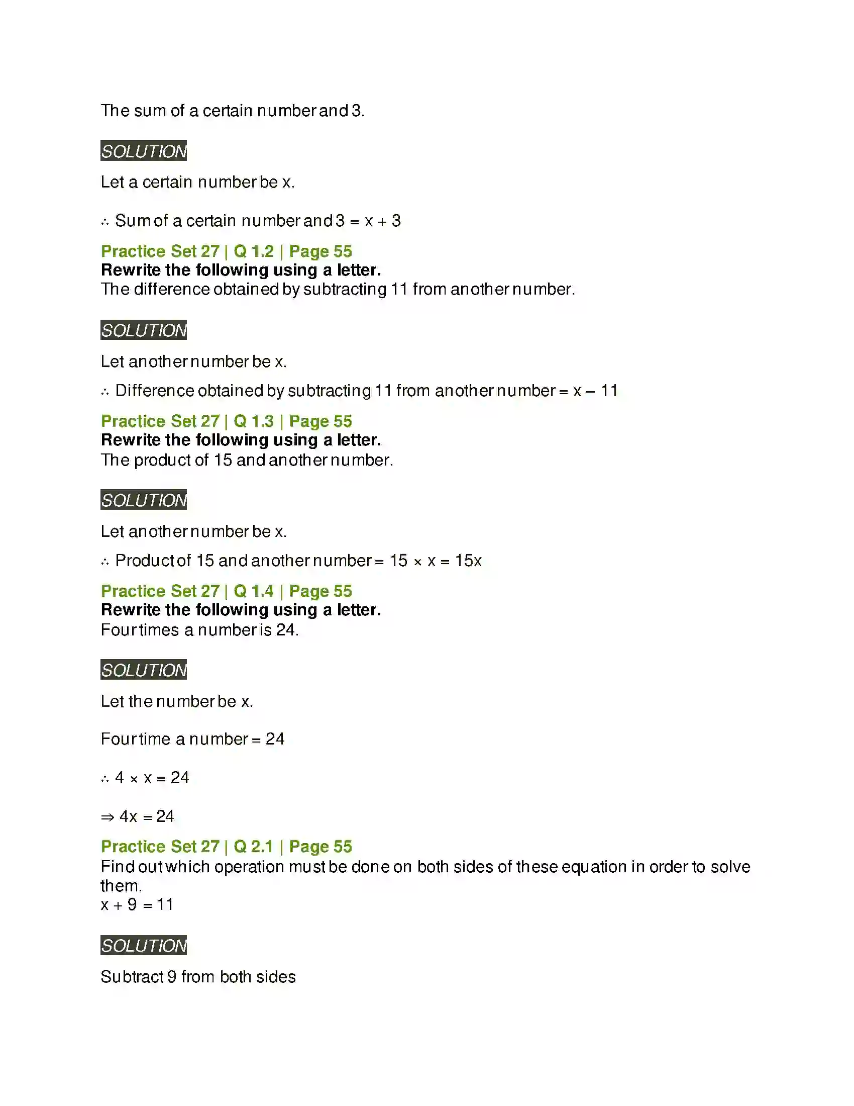 Maharashtra Board Class 6th Mathematics Equations Solution 2