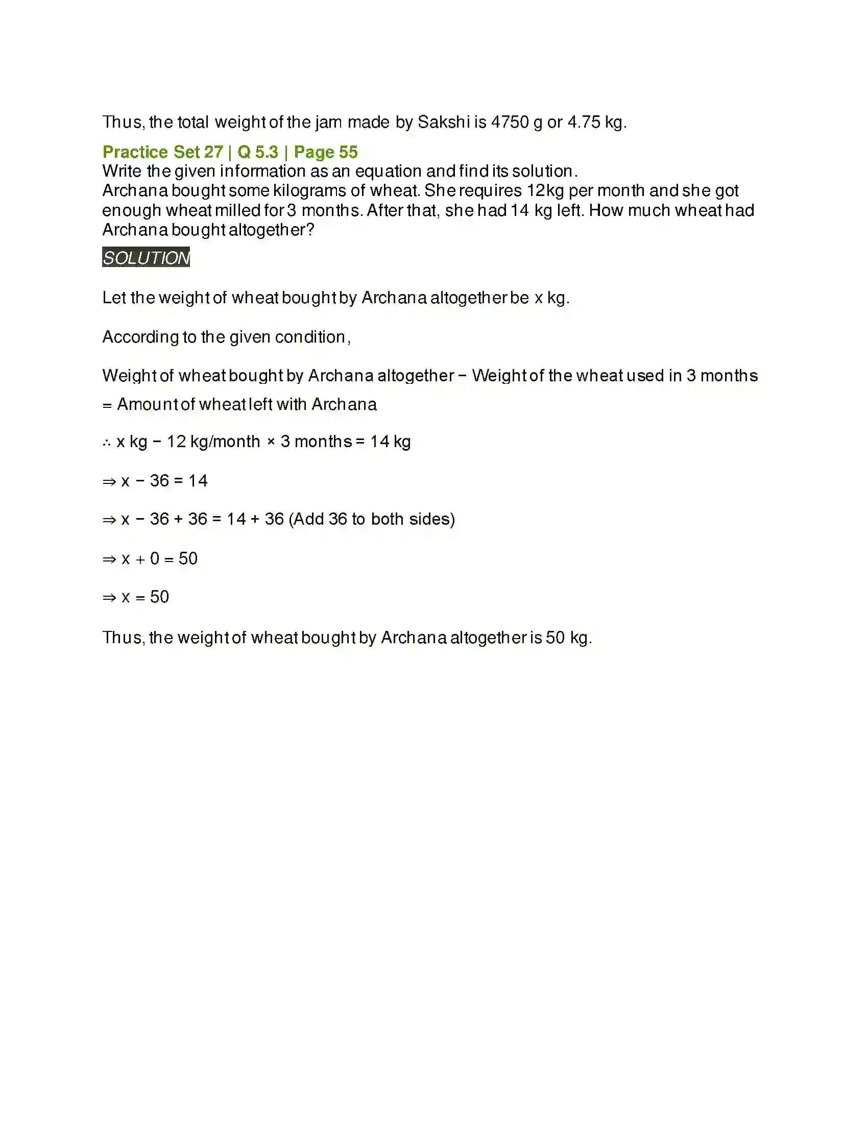 Maharashtra Board Class 6th Mathematics Equations Solution 9