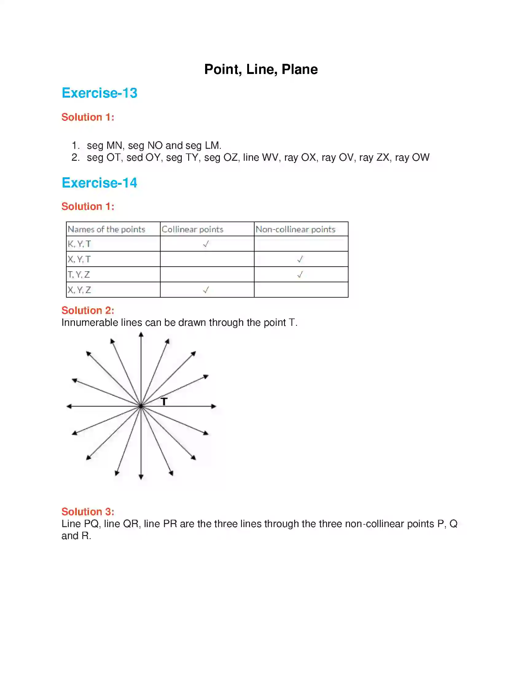 Maharashtra Board Class 6th Mathematics Point, Line, Plane Solution 1