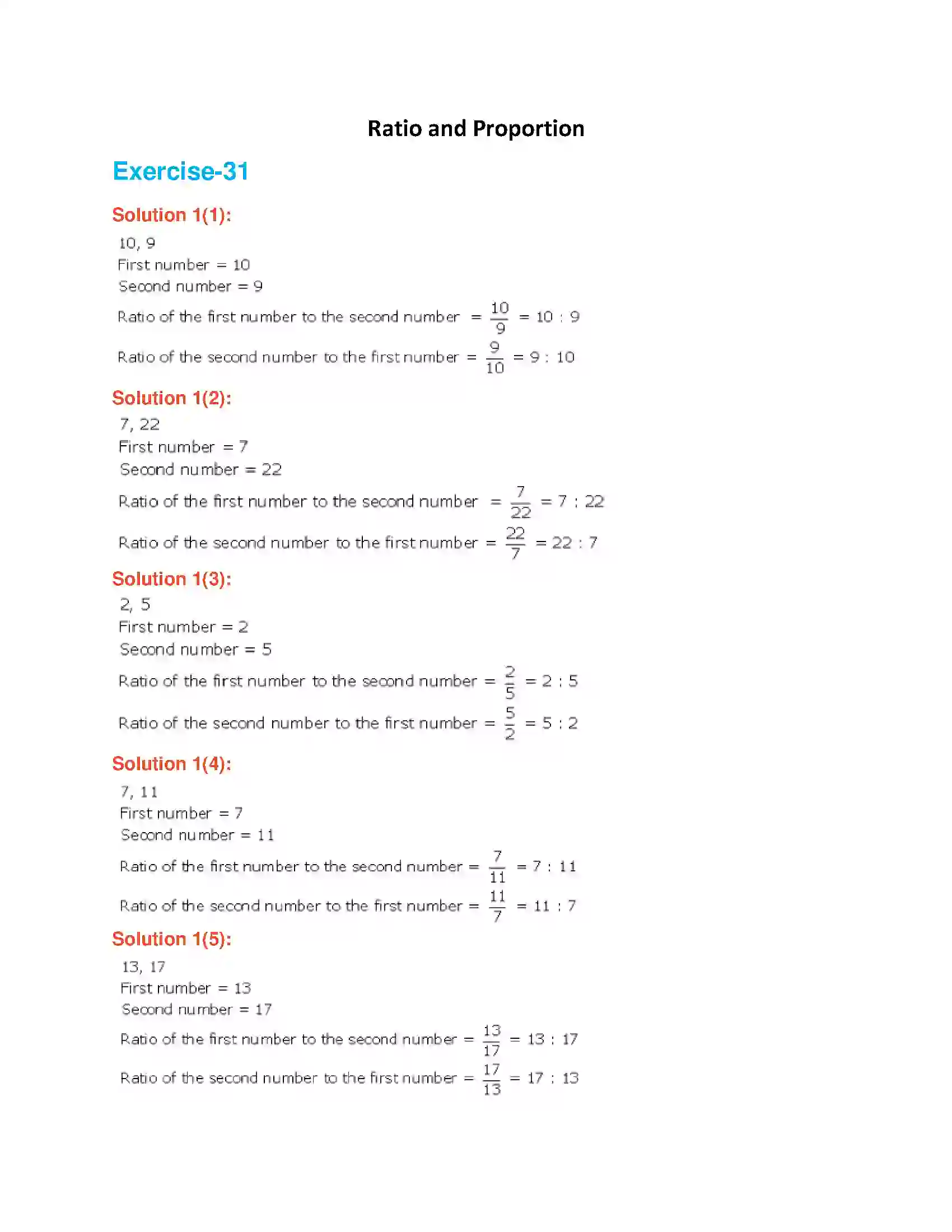 Maharashtra Board Class 6th Mathematics Ratio and Proportion Solution 1