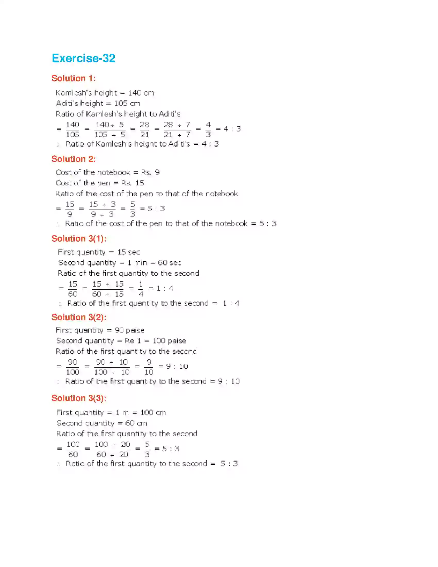 Maharashtra Board Class 6th Mathematics Ratio and Proportion Solution 3