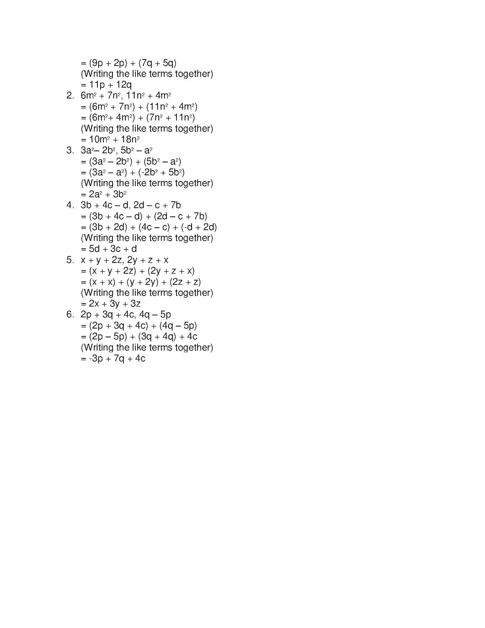 Maharashtra Board Class 6th Mathematics Addition and Subtraction of Algebraic Expressions Solution 3