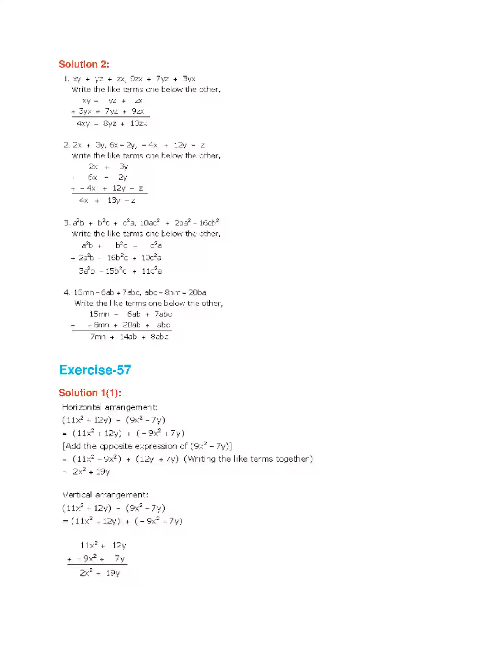 Maharashtra Board Class 6th Mathematics Addition and Subtraction of Algebraic Expressions Solution 4