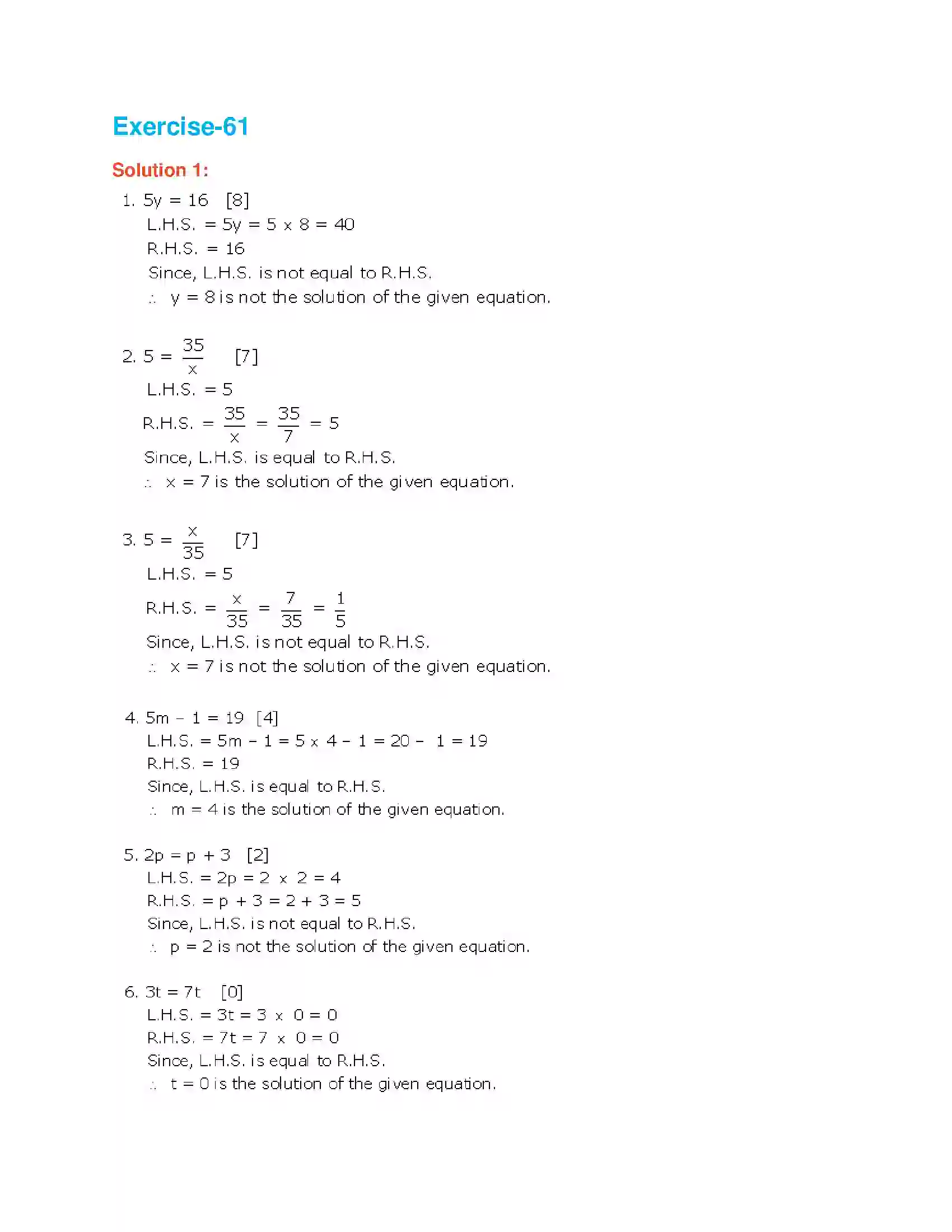 Maharashtra Board Class 6th Mathematics Equations with One Variable Solution 3