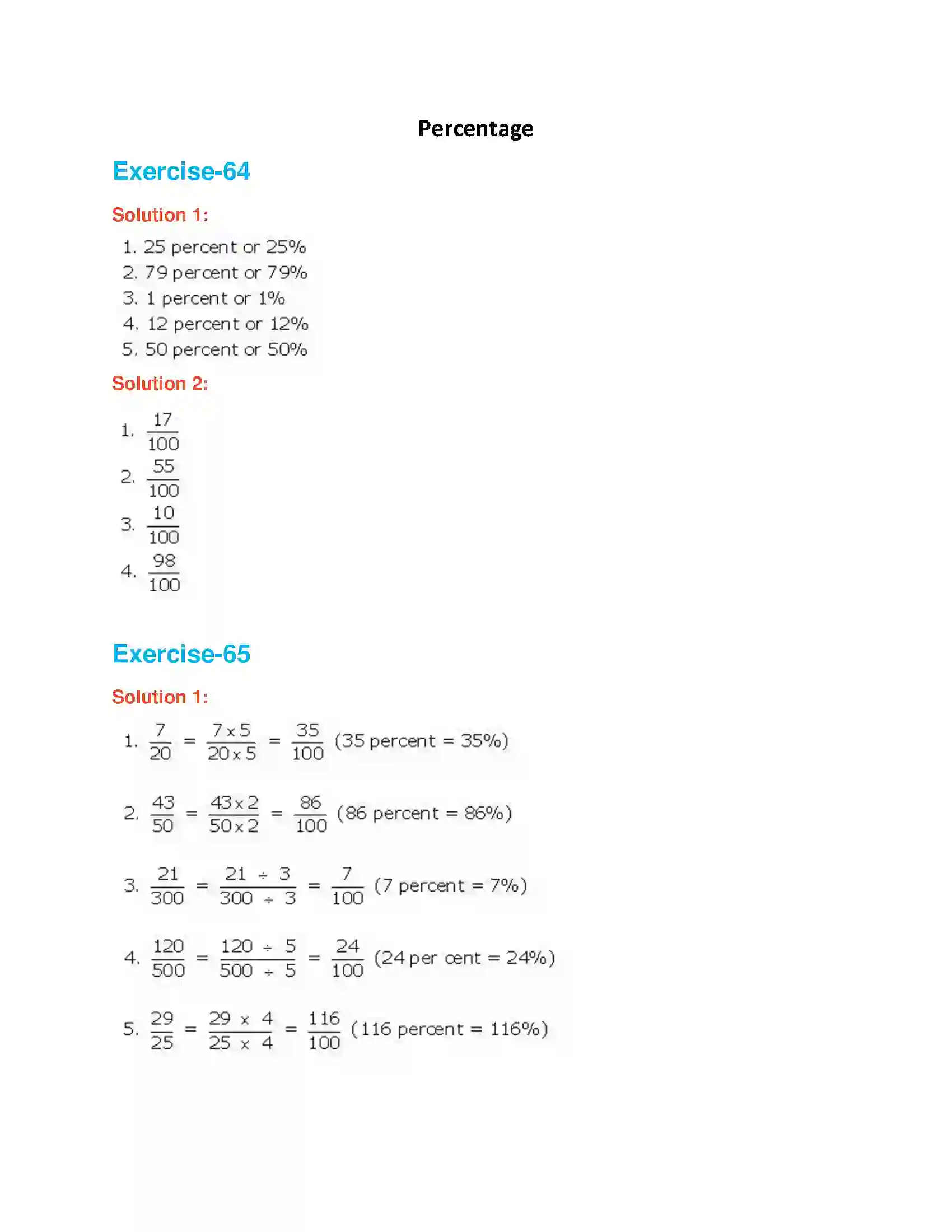 Maharashtra Board Class 6th Mathematics Percentage Solution 1
