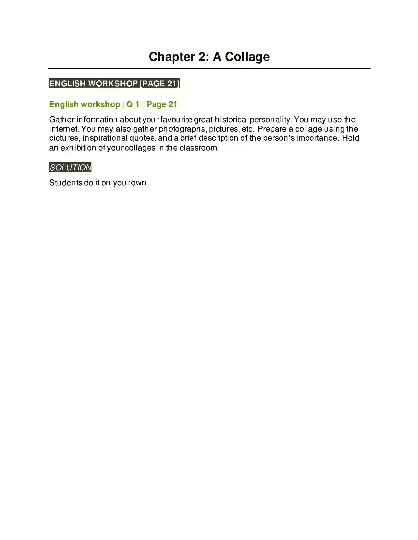Maharashtra Board Class 7th English A Collage Solution 1