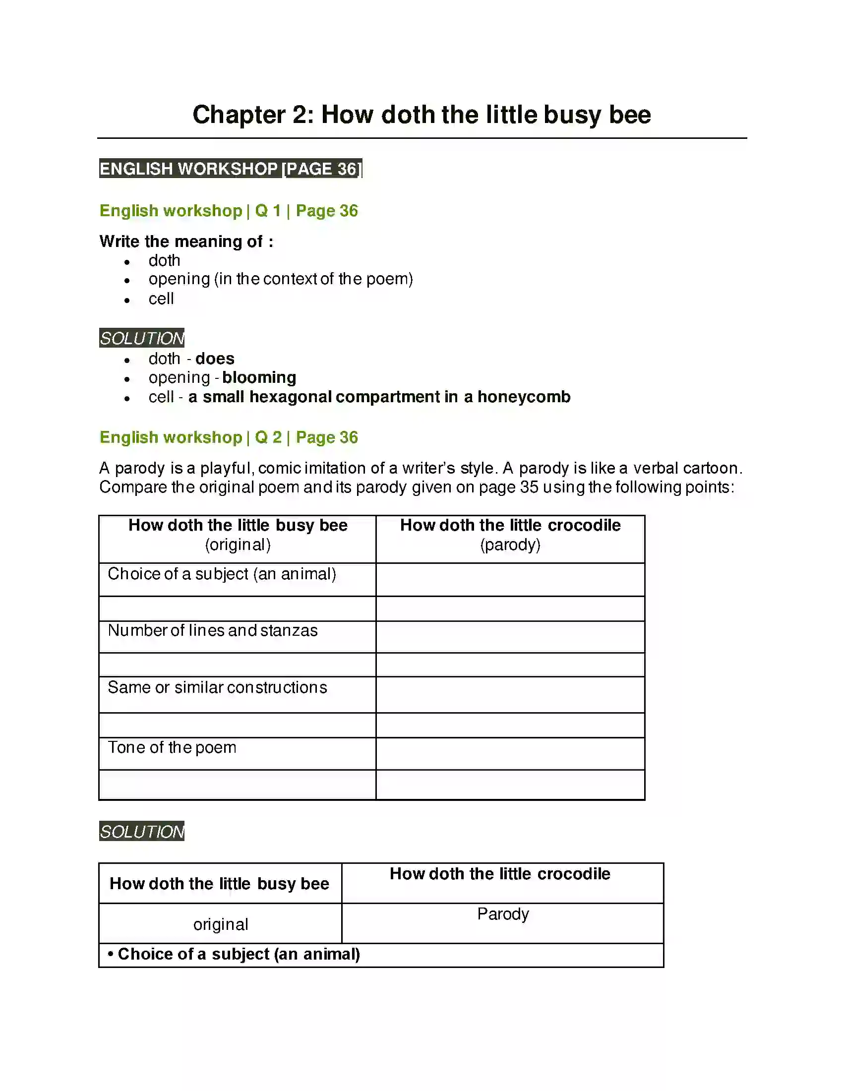 Maharashtra Board Class 7th English How Doth the Little Busy Bee Solution 1