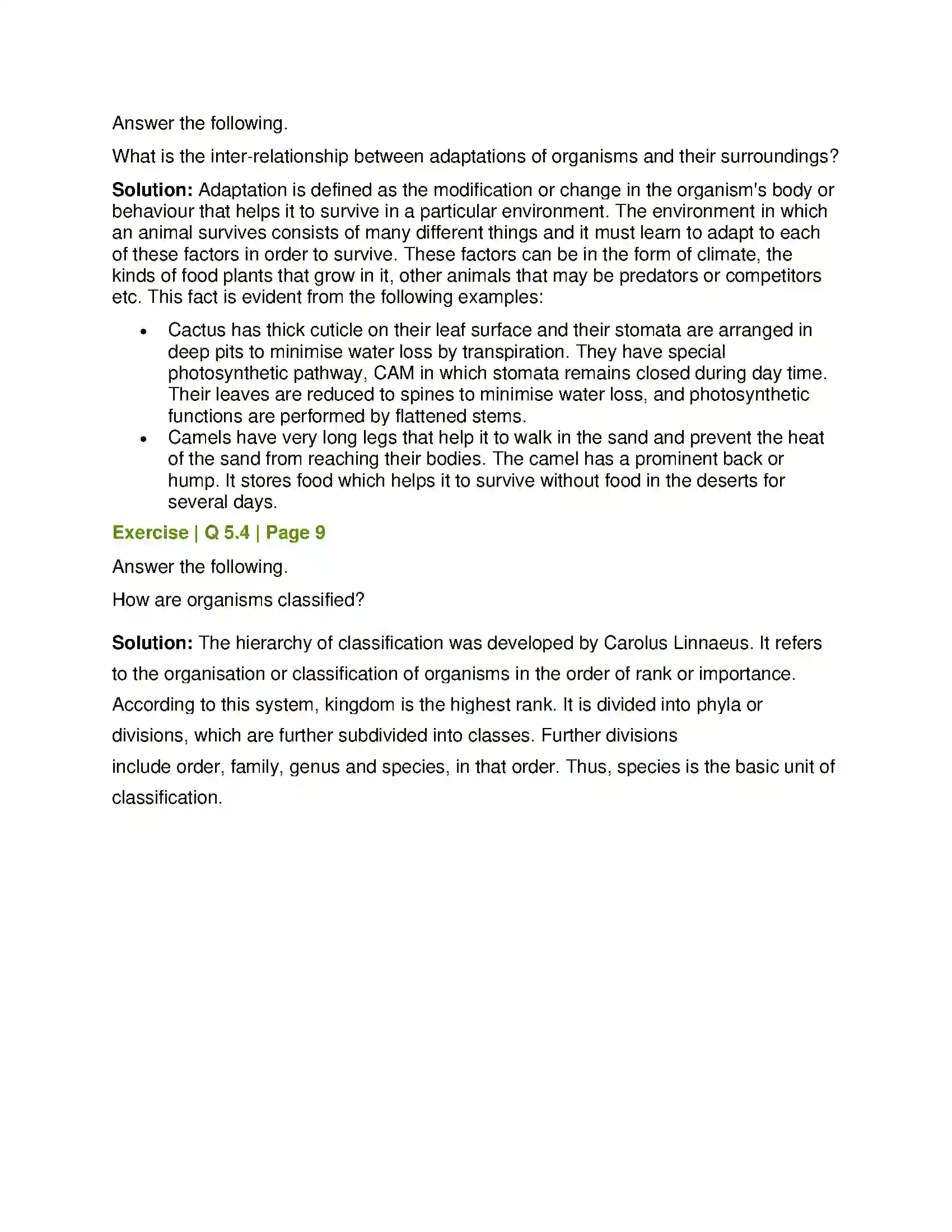 Maharashtra Board Class 7th General Science The Living World Adaptations & Classification Solution 5