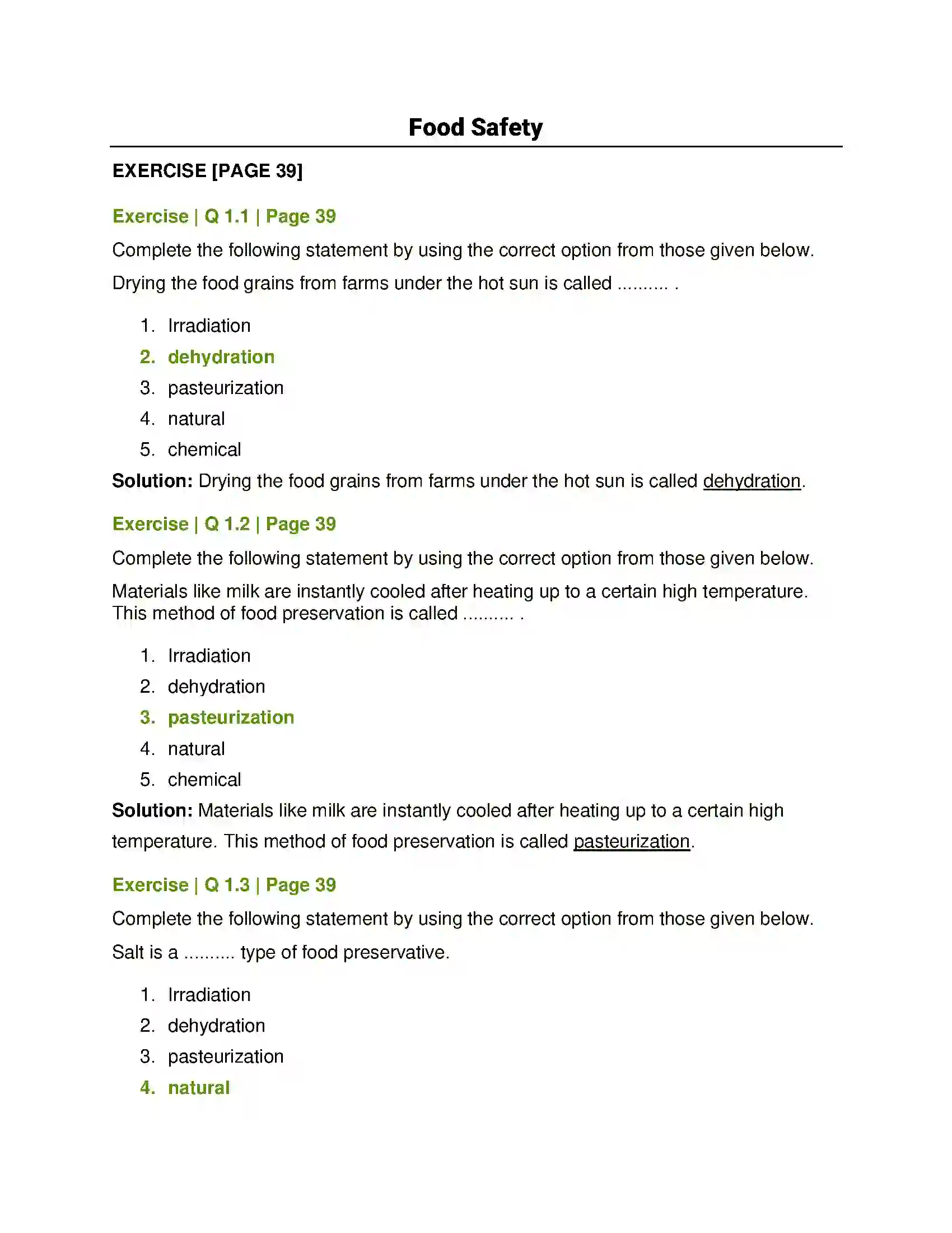 Maharashtra Board Class 7th General Science Food Safety Solution 1