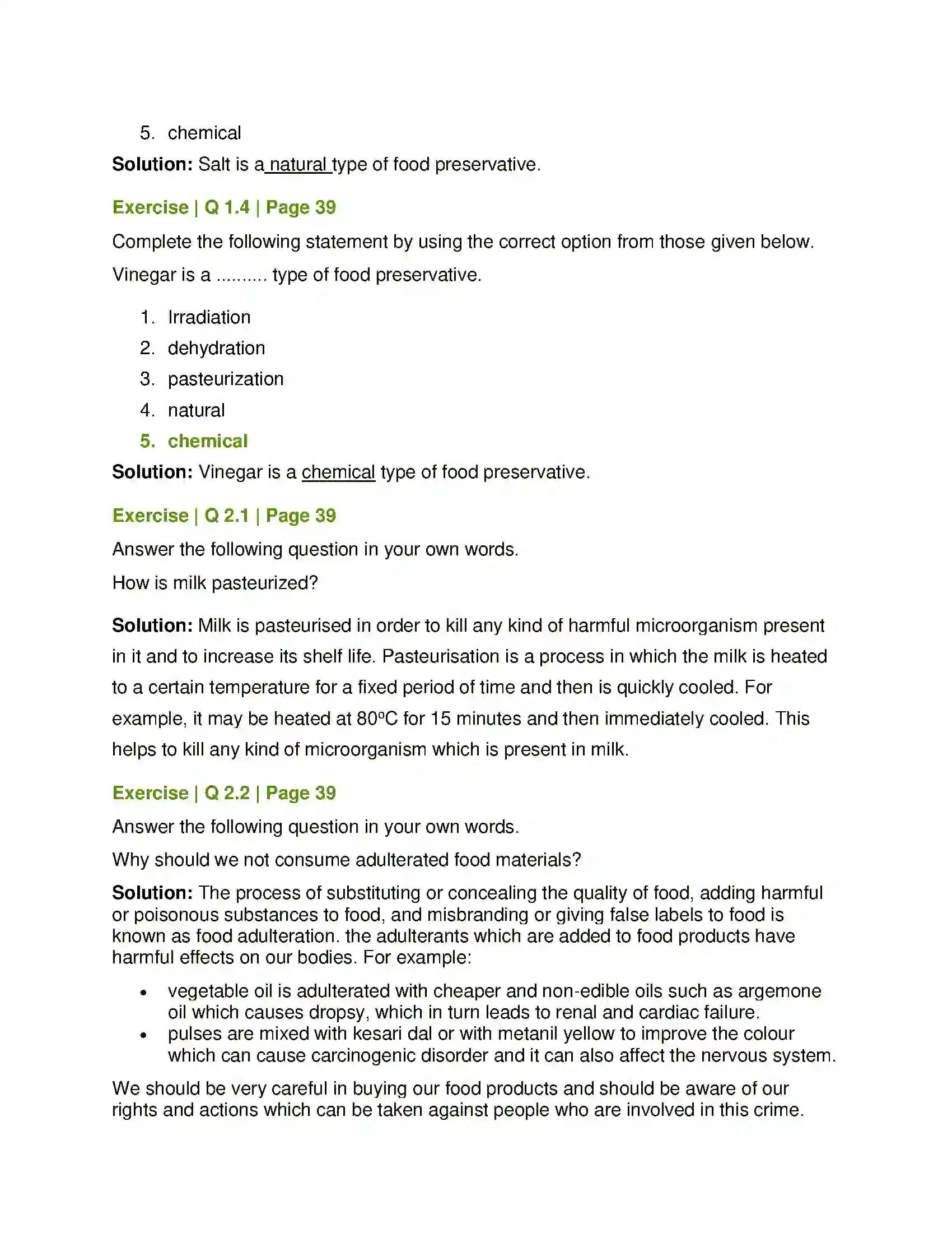 Maharashtra Board Class 7th General Science Food Safety Solution 2