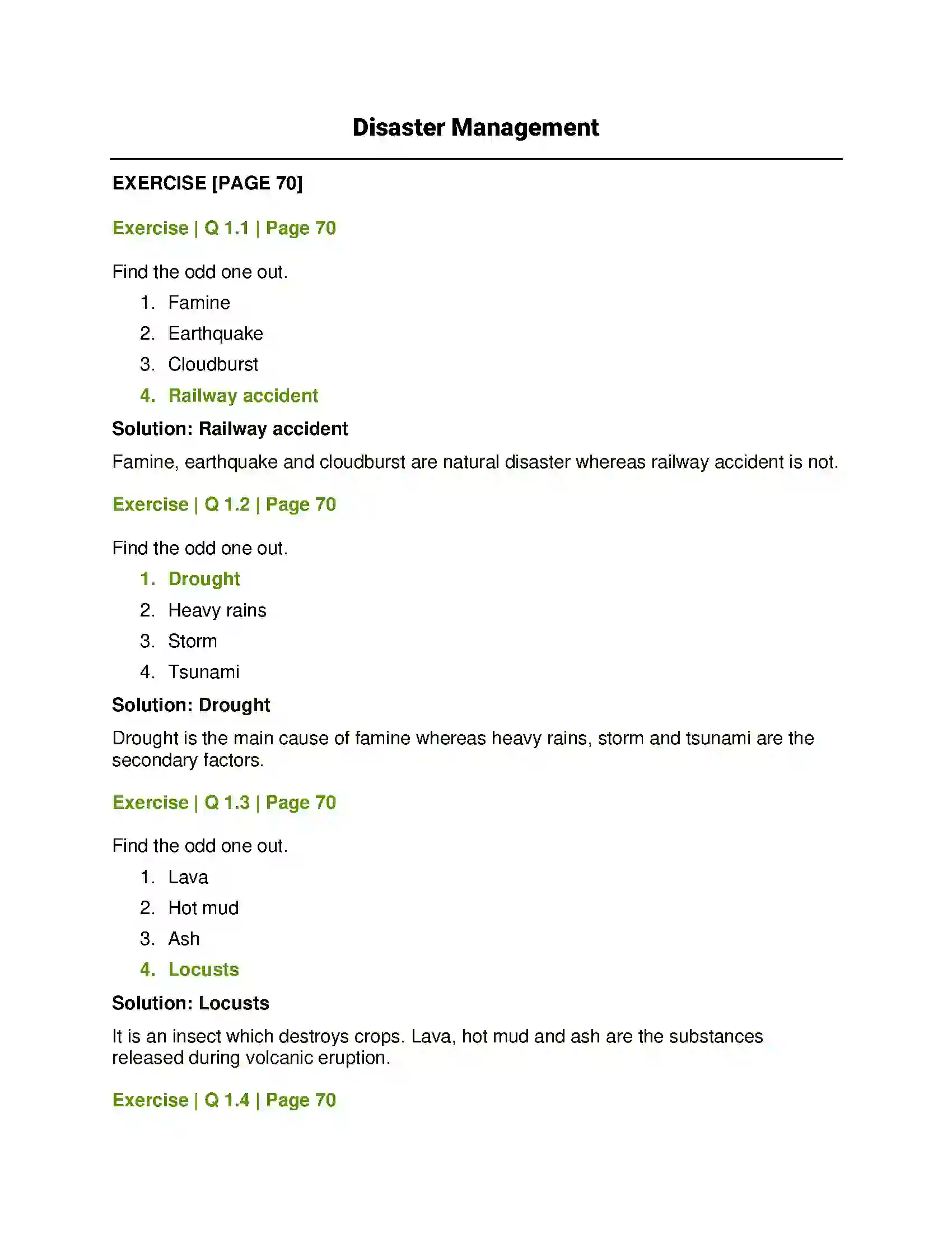 Maharashtra Board Class 7th General Science Disaster Management Solution 1