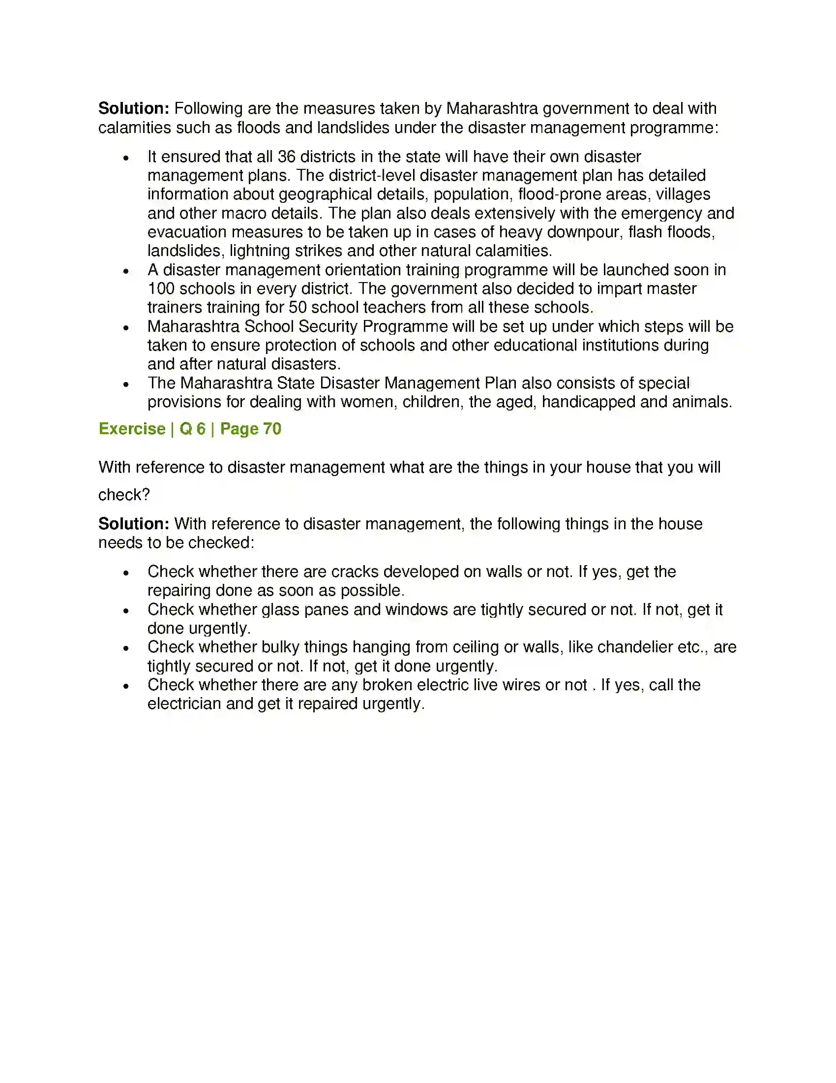 Maharashtra Board Class 7th General Science Disaster Management Solution 6