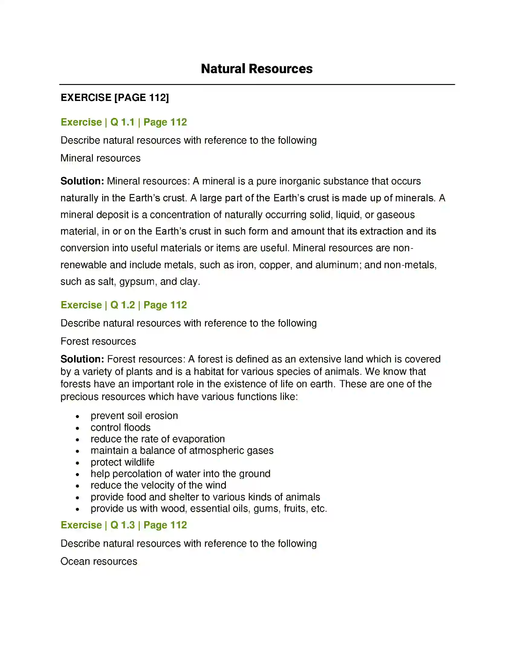 Maharashtra Board Class 7th General Science Natural Resources Solution 1