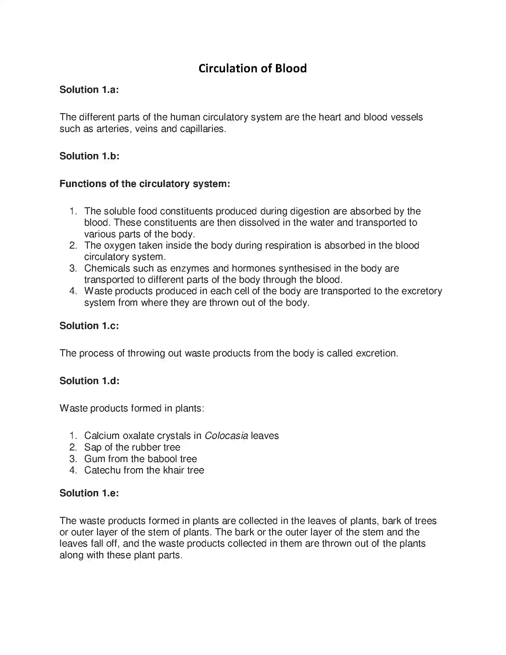 Maharashtra Board Class 7th General Science Circulation of Blood Solution 1