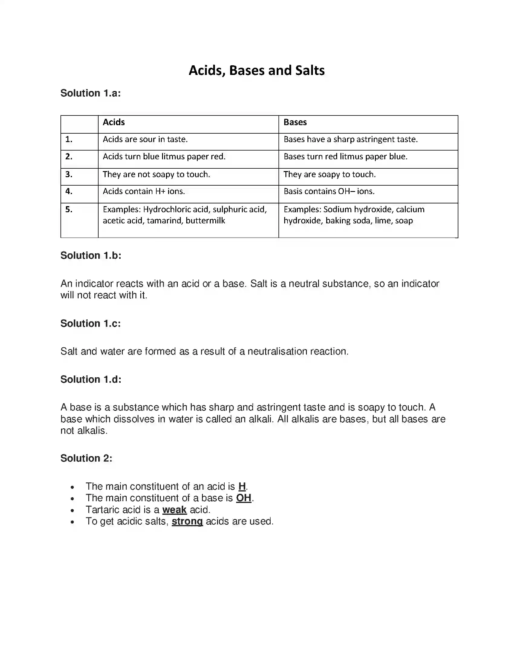 Maharashtra Board Class 7th General Science Acids, Bases and Salts Solution 1