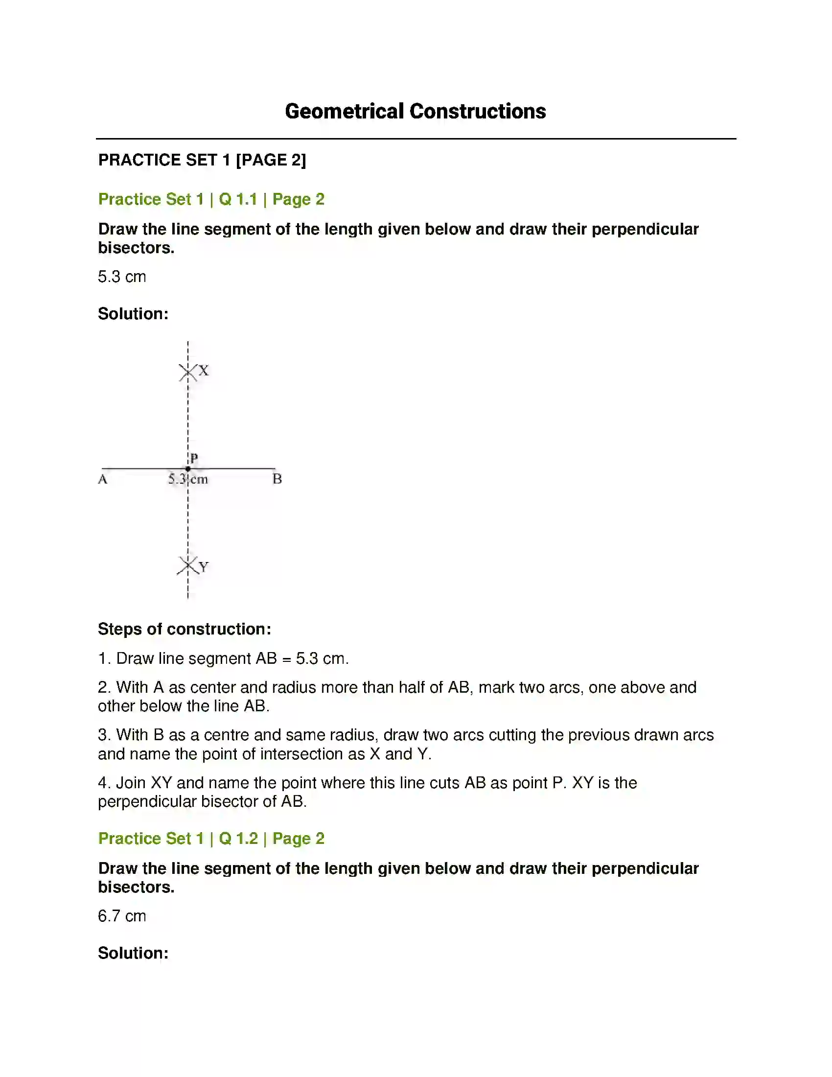 Maharashtra Board Class 7th Mathematics Geometrical Constructions Solution 1