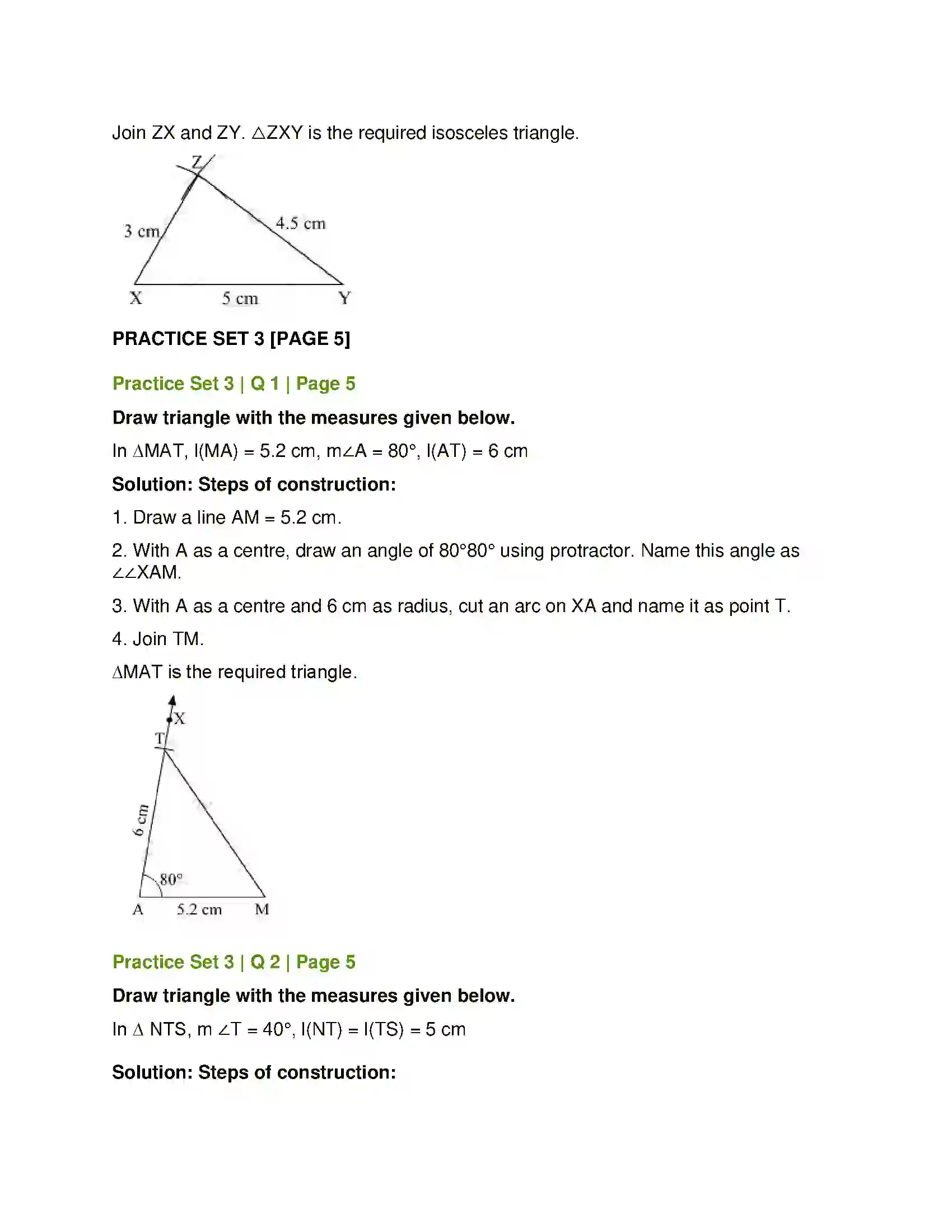 Maharashtra Board Class 7th Mathematics Geometrical Constructions Solution 11