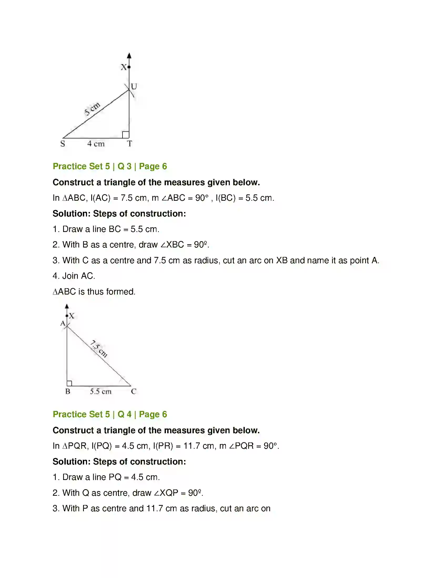 Maharashtra Board Class 7th Mathematics Geometrical Constructions Solution 17