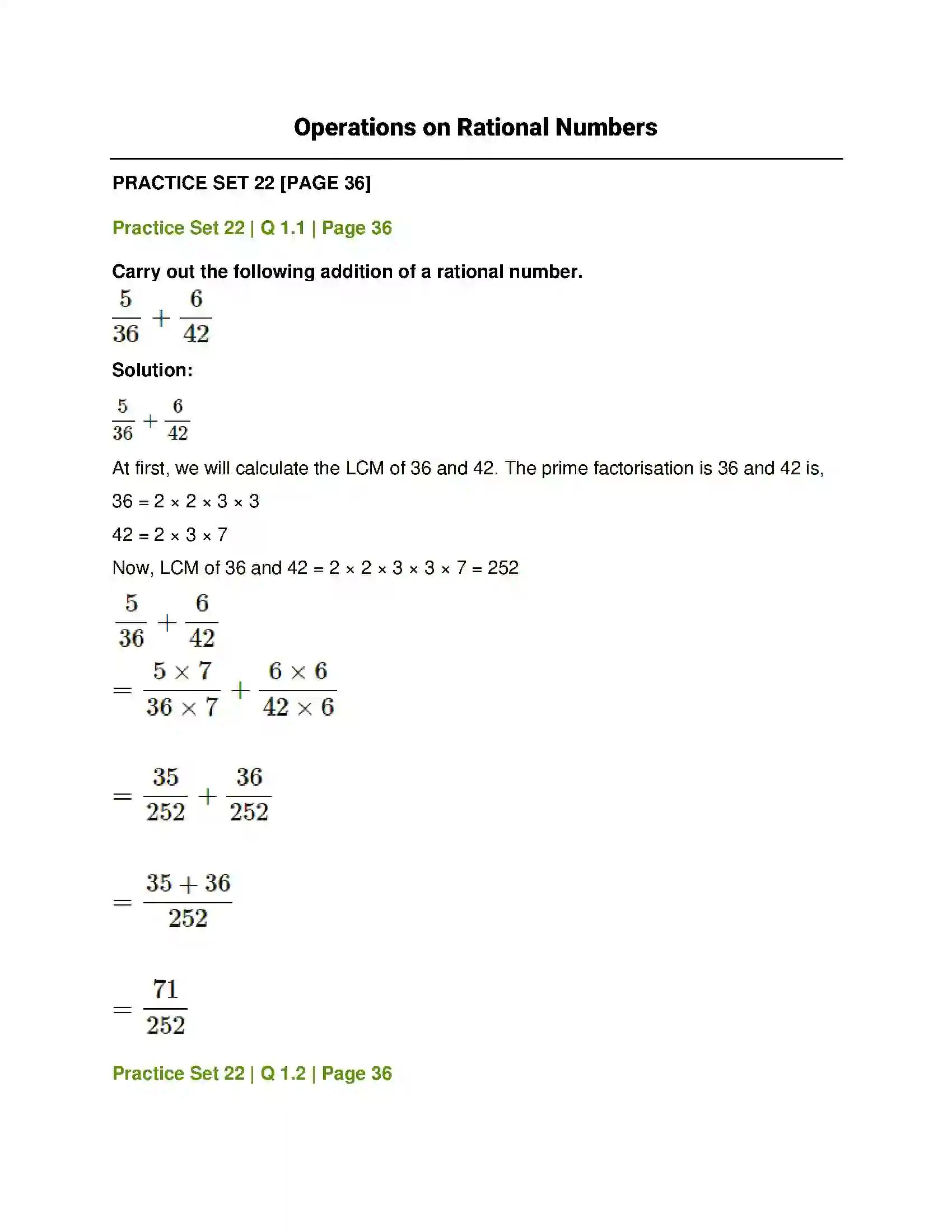 Maharashtra Board Class 7th Mathematics Operations on Rational Numbers Solution 1
