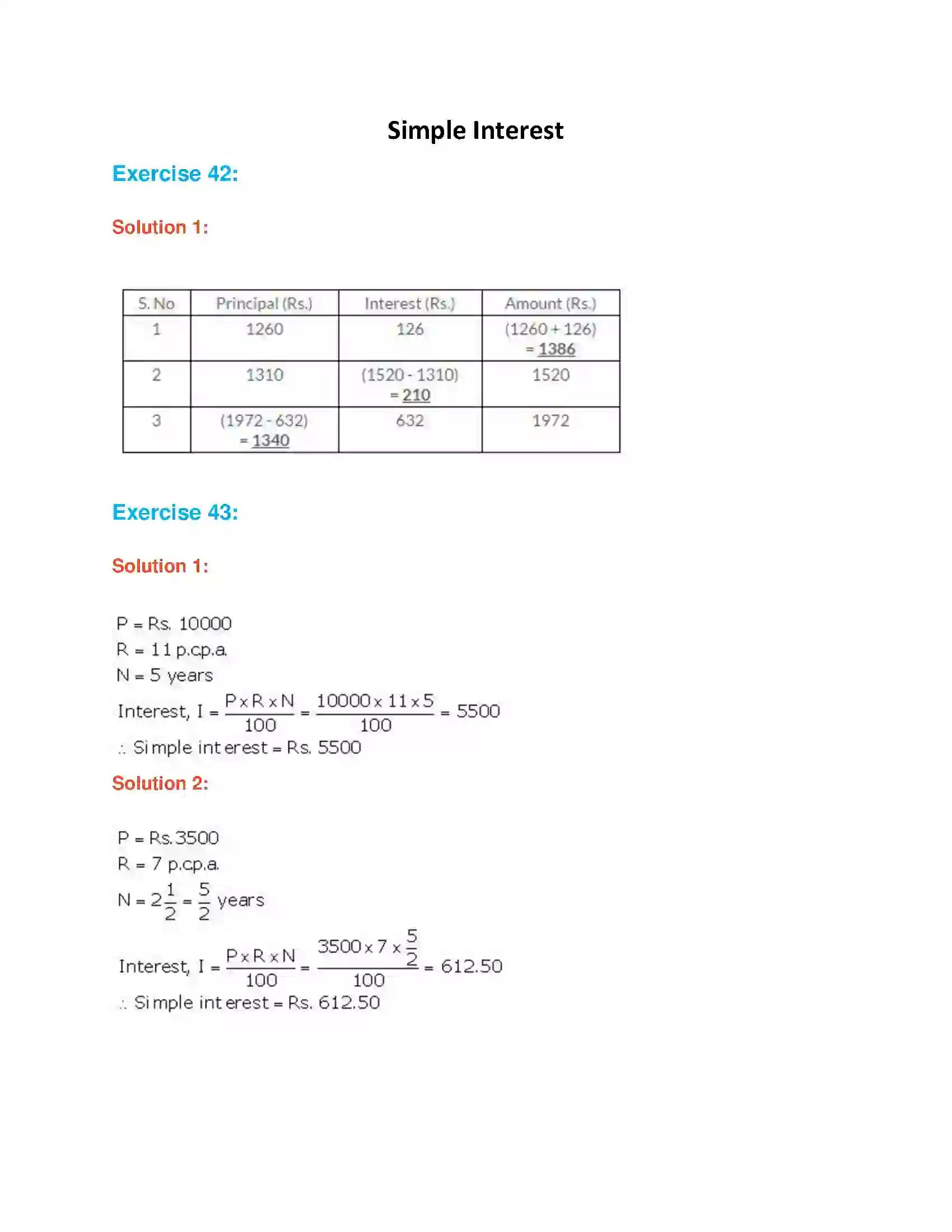 Maharashtra Board Class 7th Mathematics Simple Interest Solution 1