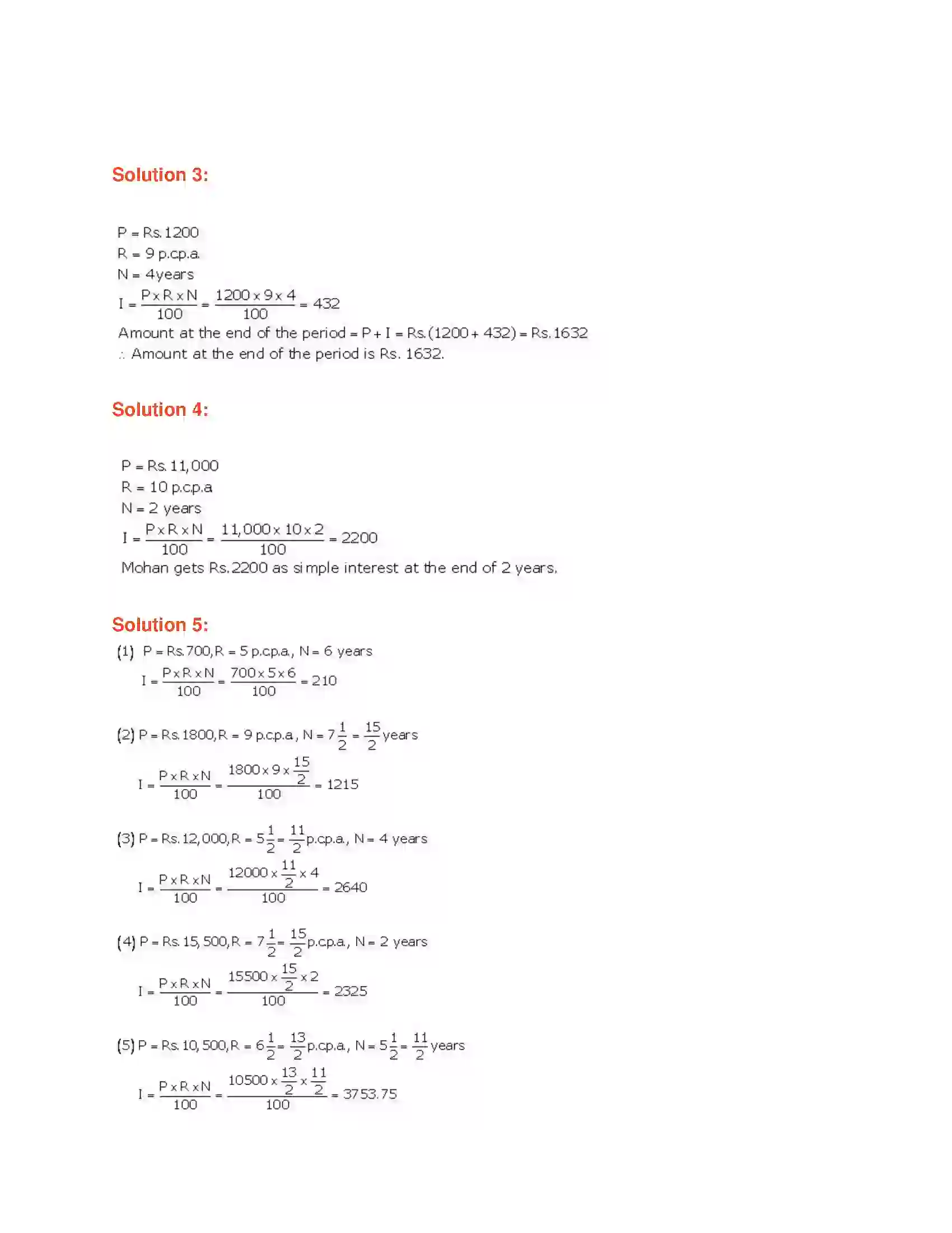 Maharashtra Board Class 7th Mathematics Simple Interest Solution 2