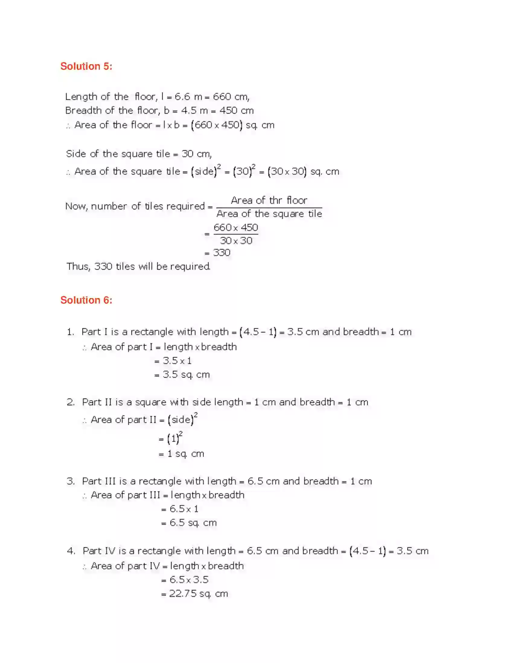 Maharashtra Board Class 7th Mathematics Area Solution 6