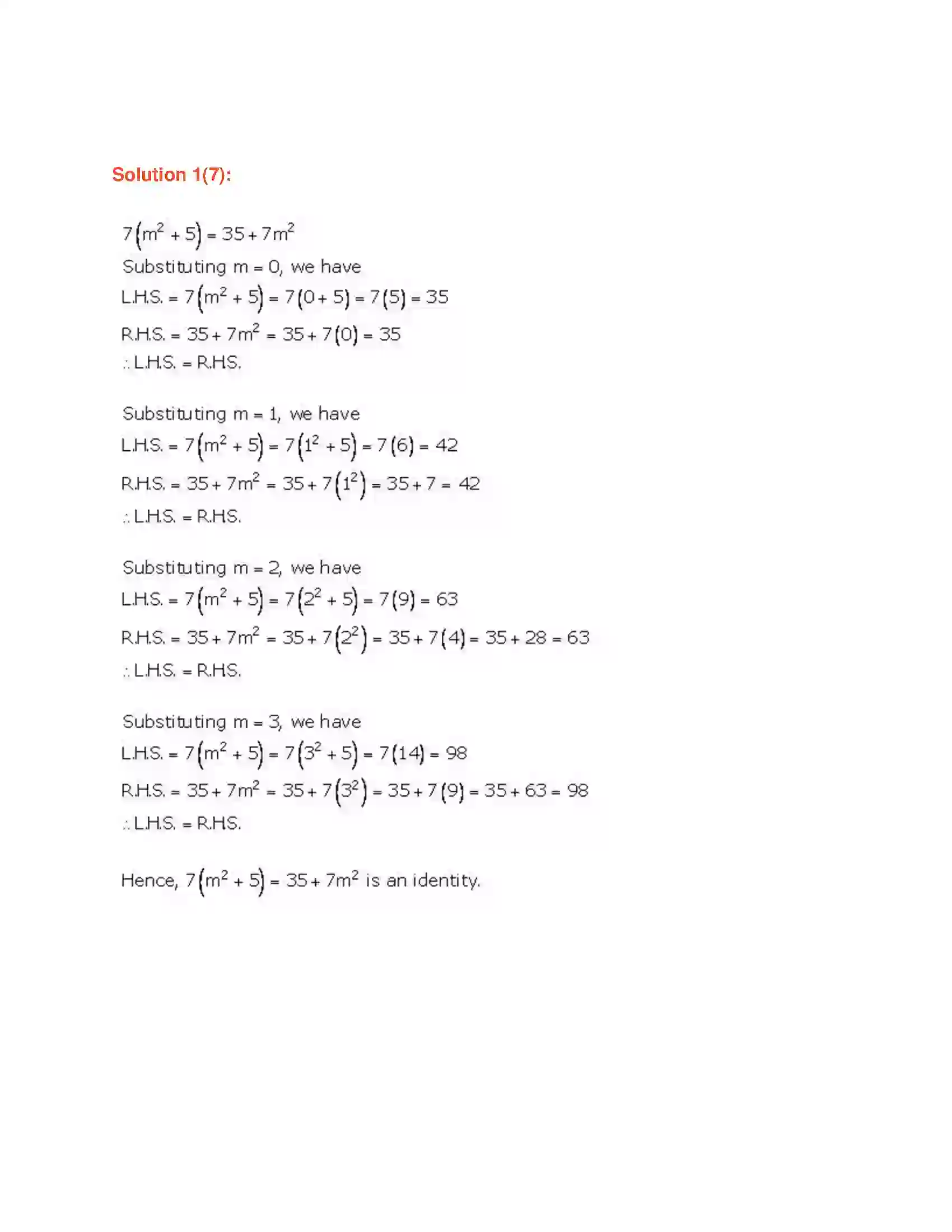 Maharashtra Board Class 7th Mathematics Identity Solution 11