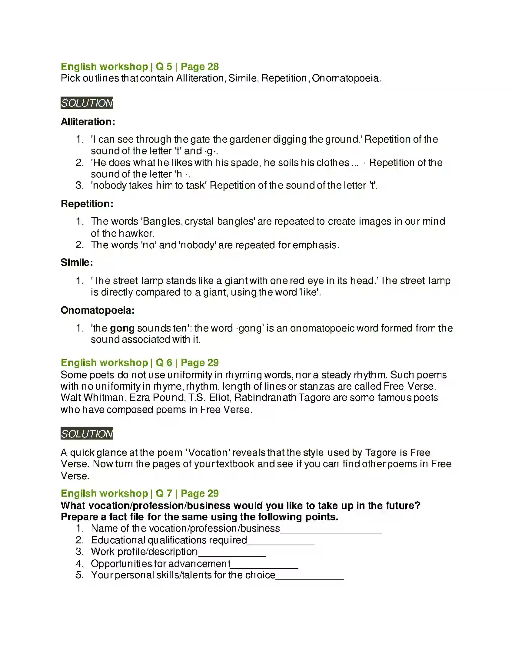 Maharashtra Board Class 8th English 2.1 Vocation Solution 5