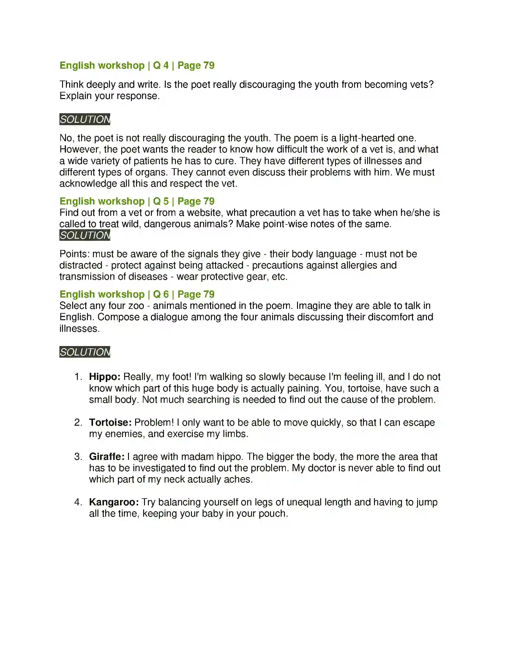 Maharashtra Board Class 8th English 4.1 The Vet Solution 4