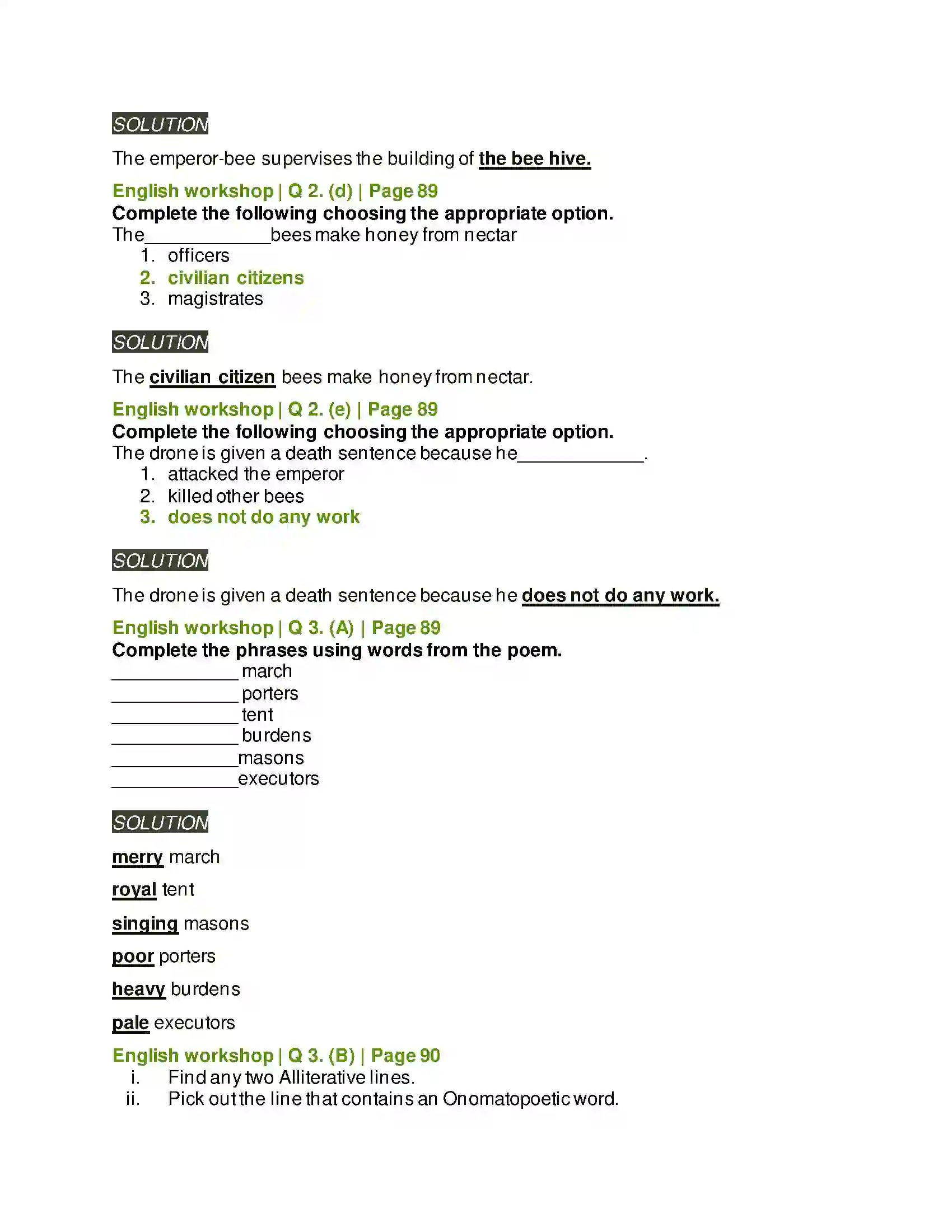 Maharashtra Board Class 8th English 4.3 The Bees Solution 7