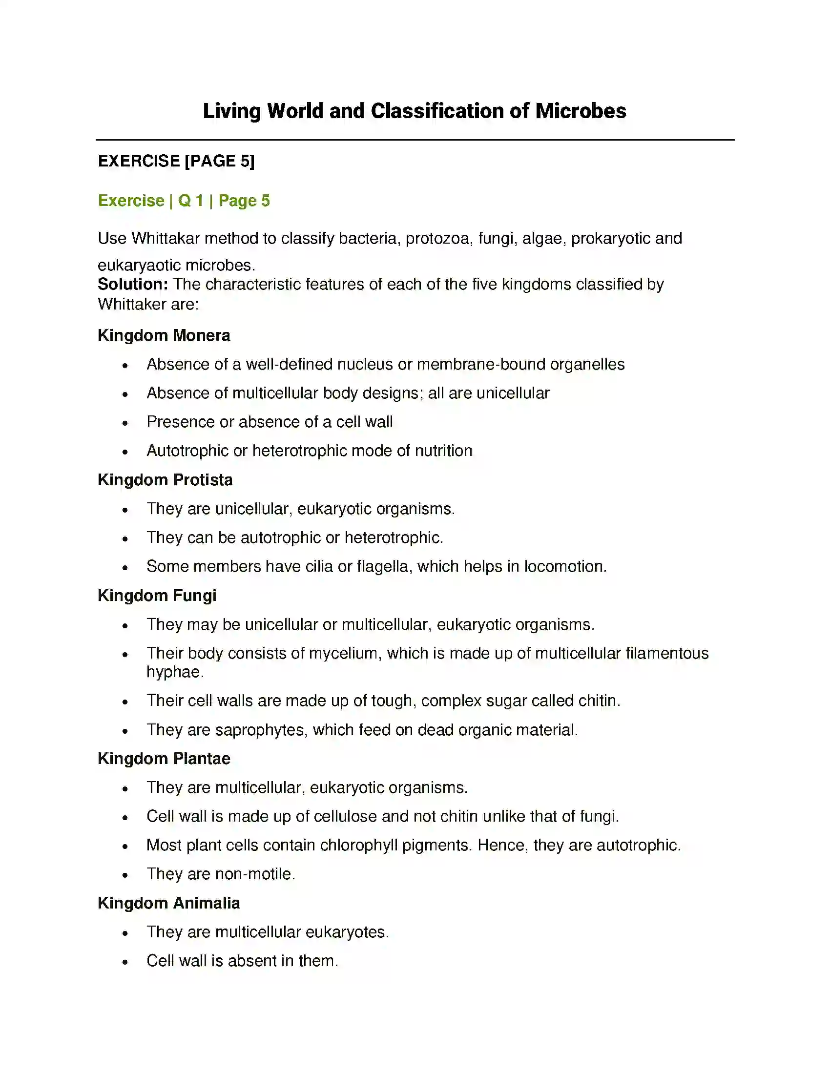 Maharashtra Board Class 8th General Science Living World and Classification of Microbes Solution 1