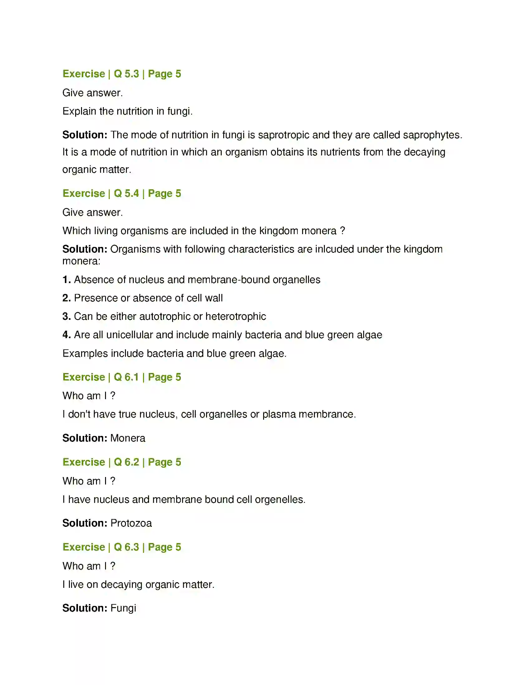 Maharashtra Board Class 8th General Science Living World and Classification of Microbes Solution 5