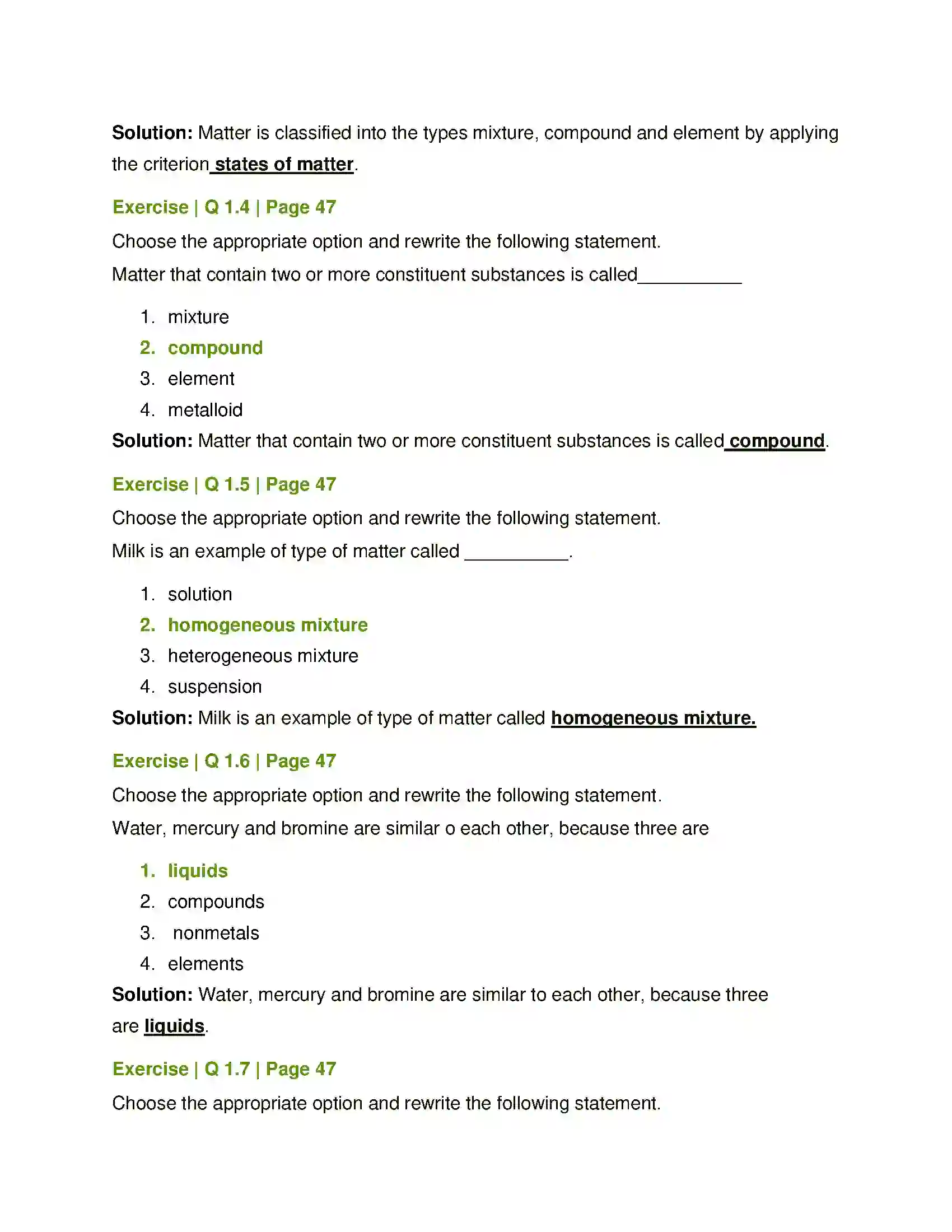 Maharashtra Board Class 8th General Science Composition of Matter Solution 2