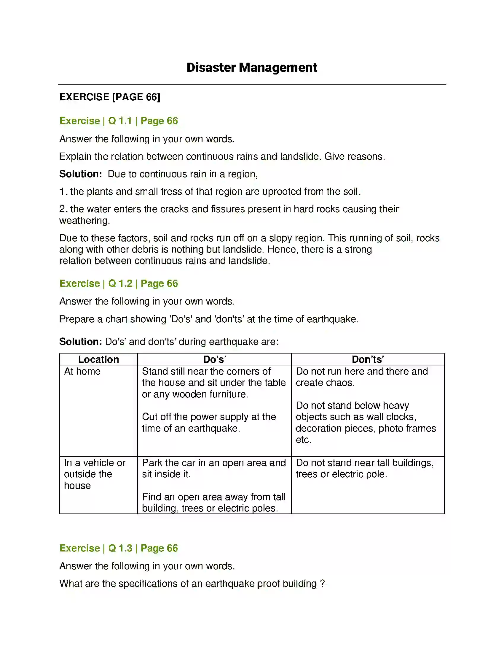 Maharashtra Board Class 8th General Science Disaster Management Solution 1