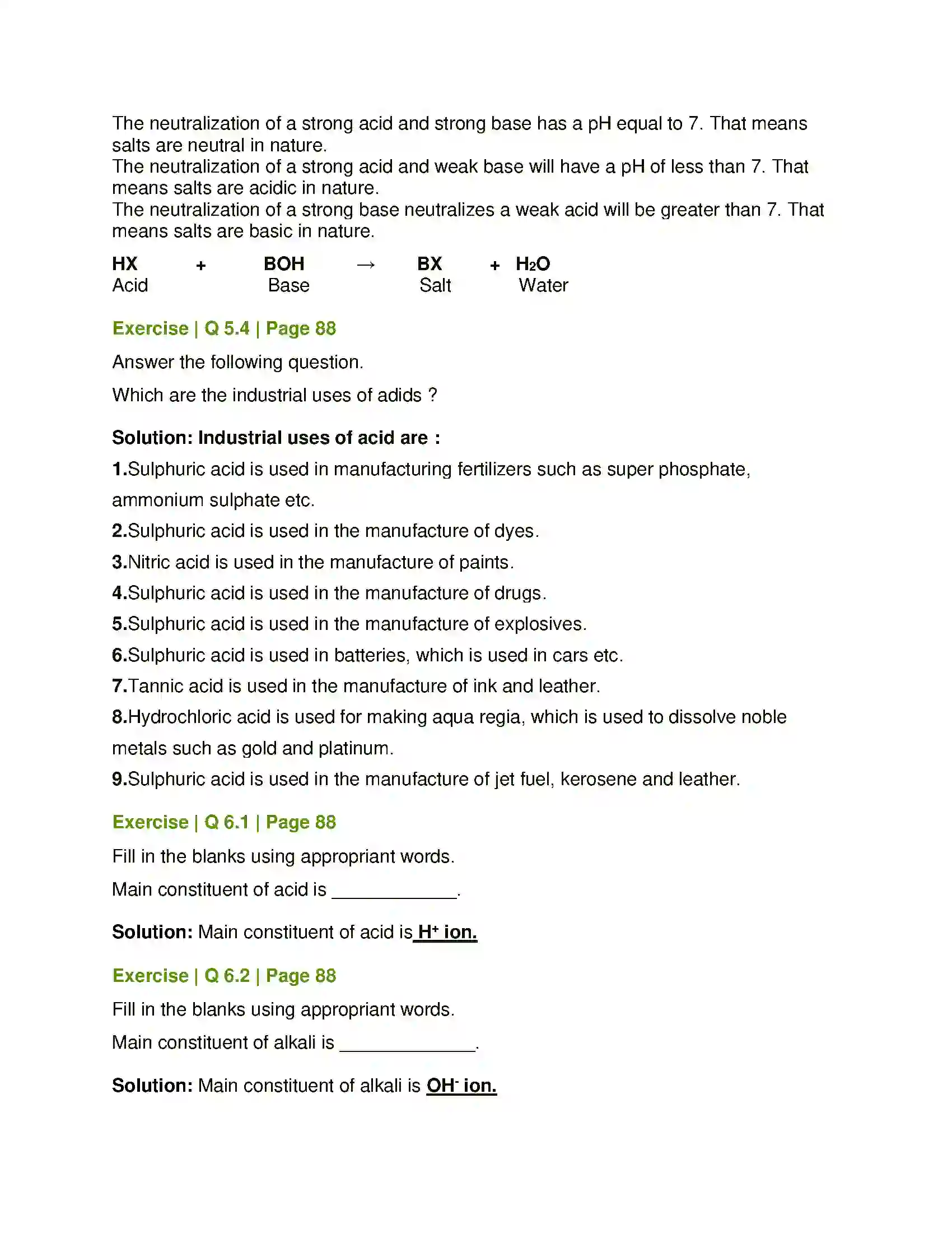 Maharashtra Board Class 8th General Science Introduction to Acid and Base Solution 5