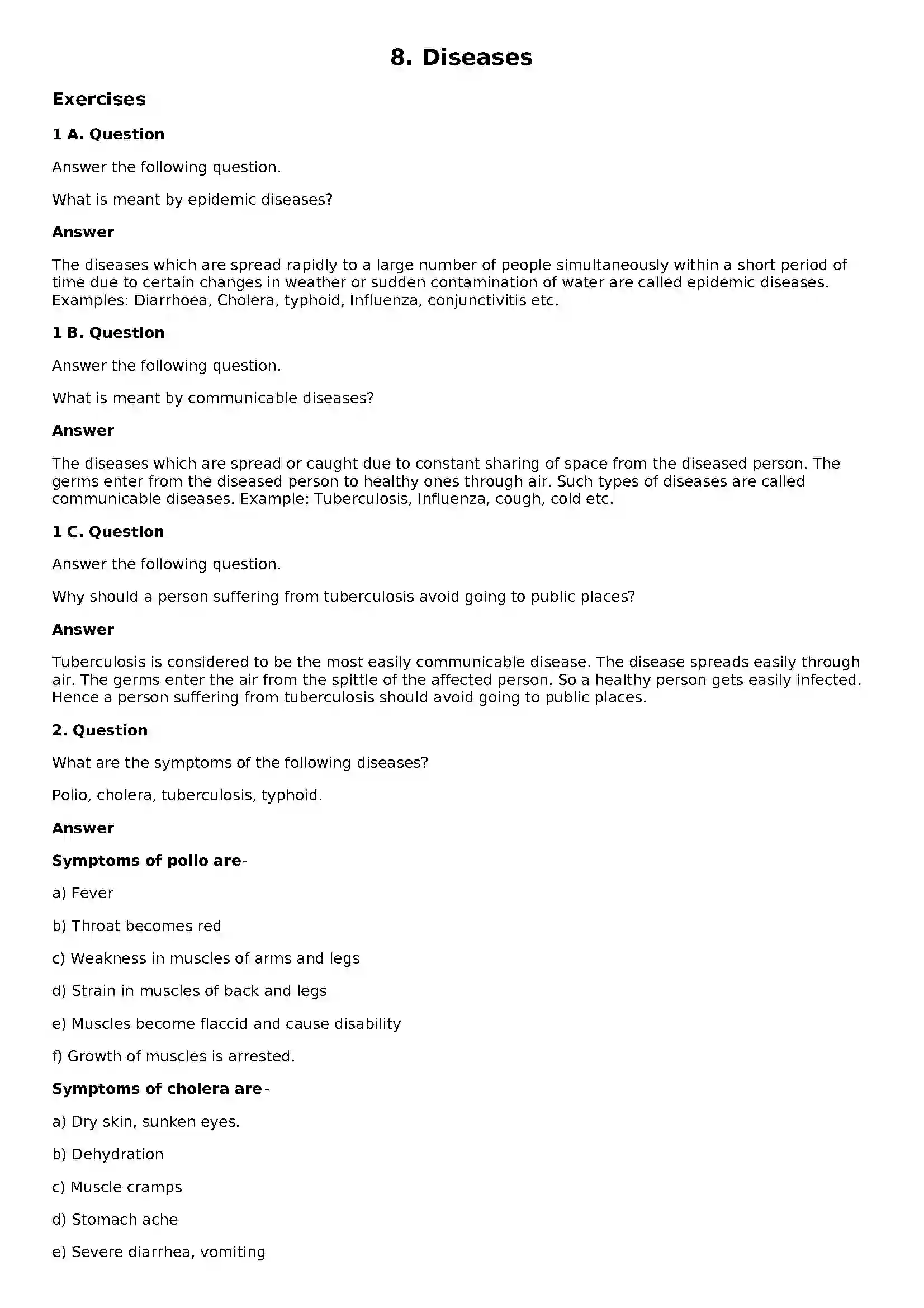 Maharashtra Board Class 8th General Science Diseases Solution 1
