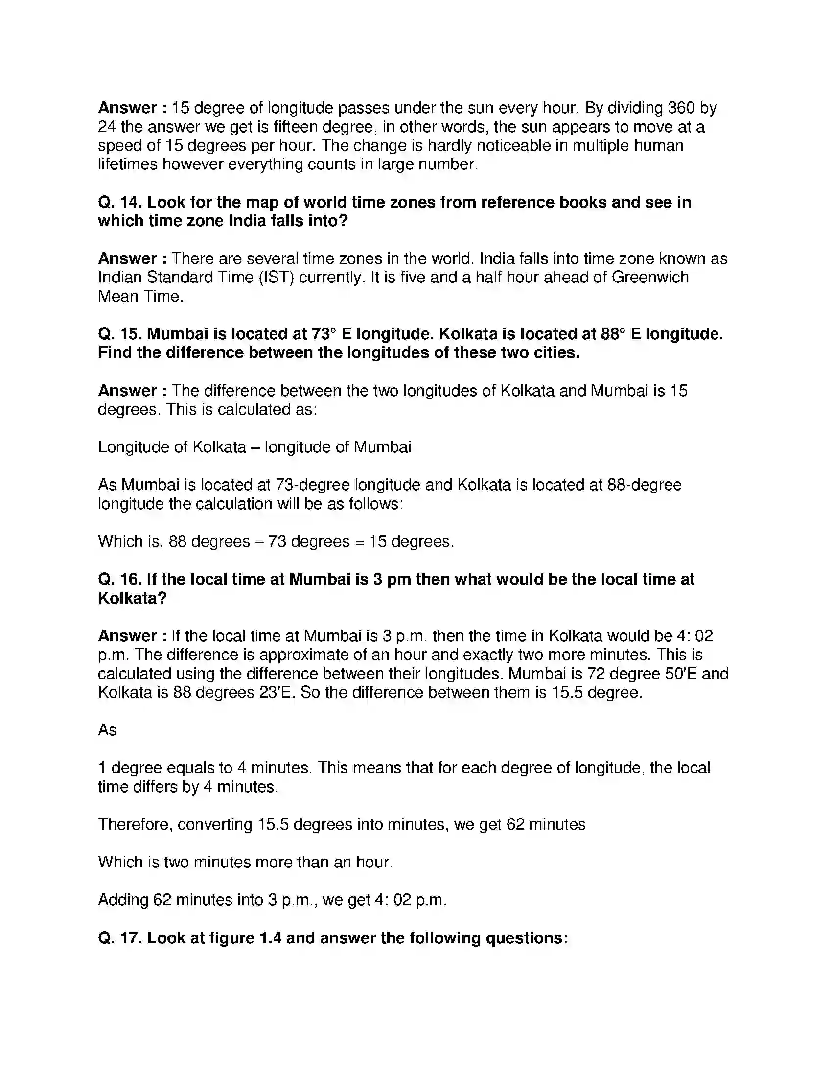 Maharashtra Board Class 8th Geography - English Medium Local Time and Standard Time Solution 11