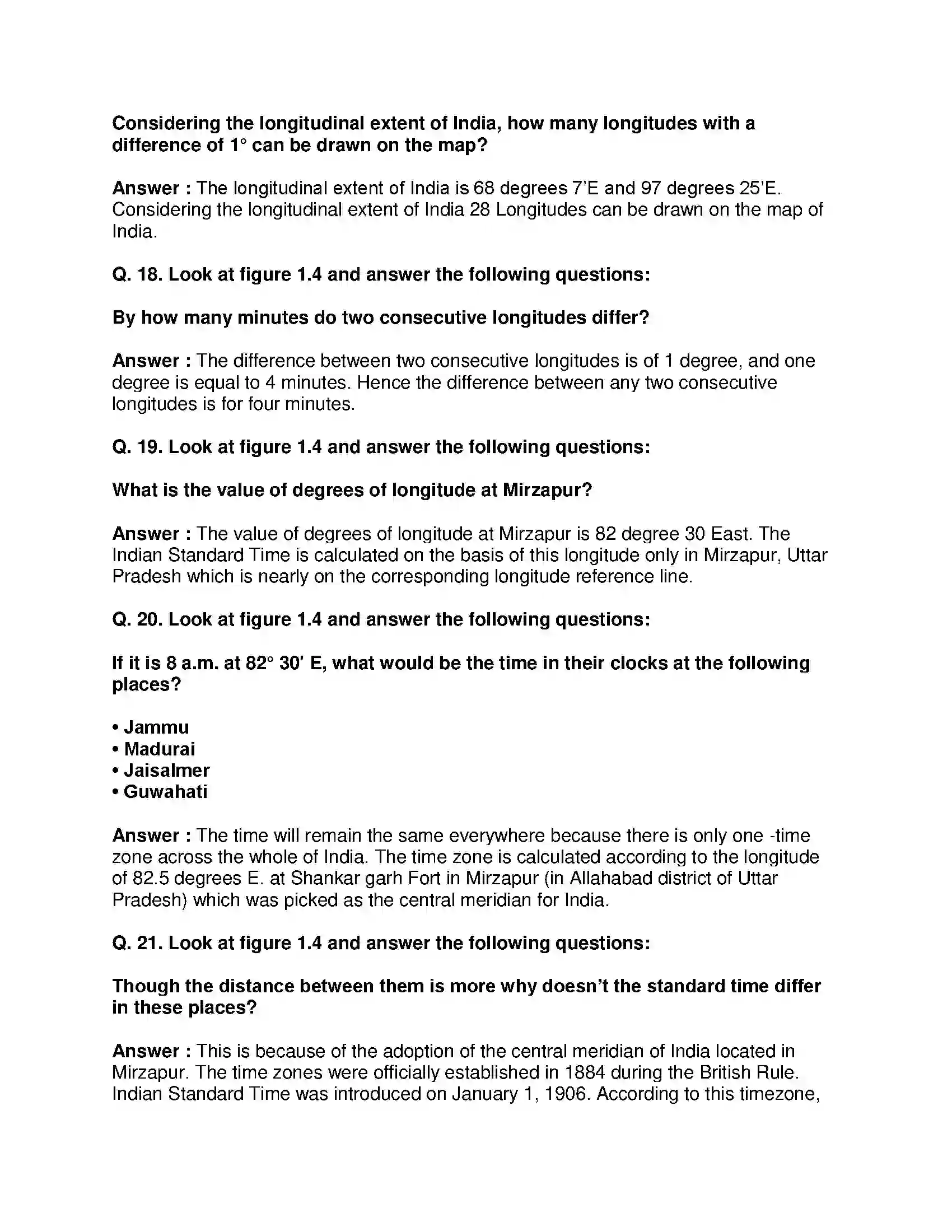 Maharashtra Board Class 8th Geography - English Medium Local Time and Standard Time Solution 12