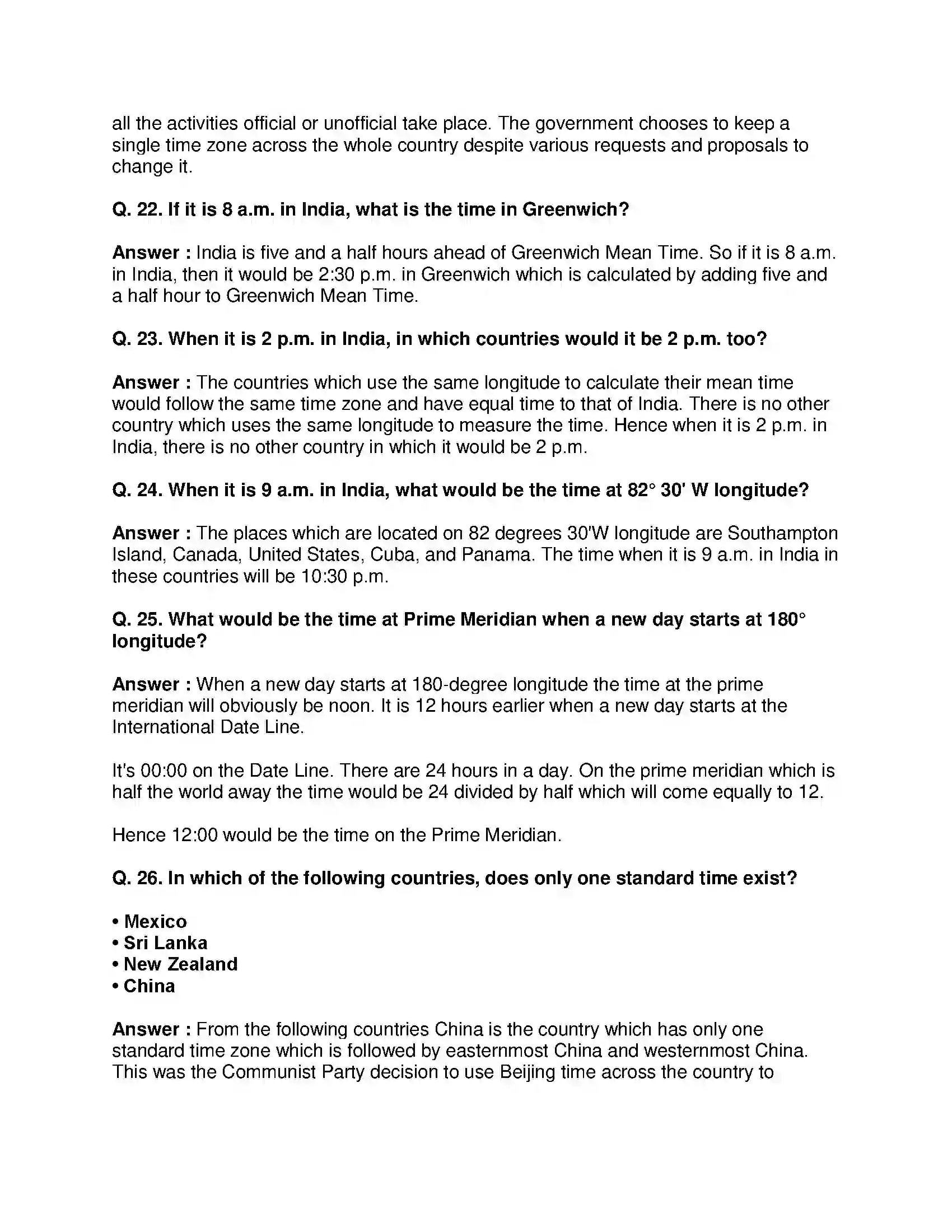 Maharashtra Board Class 8th Geography - English Medium Local Time and Standard Time Solution 13