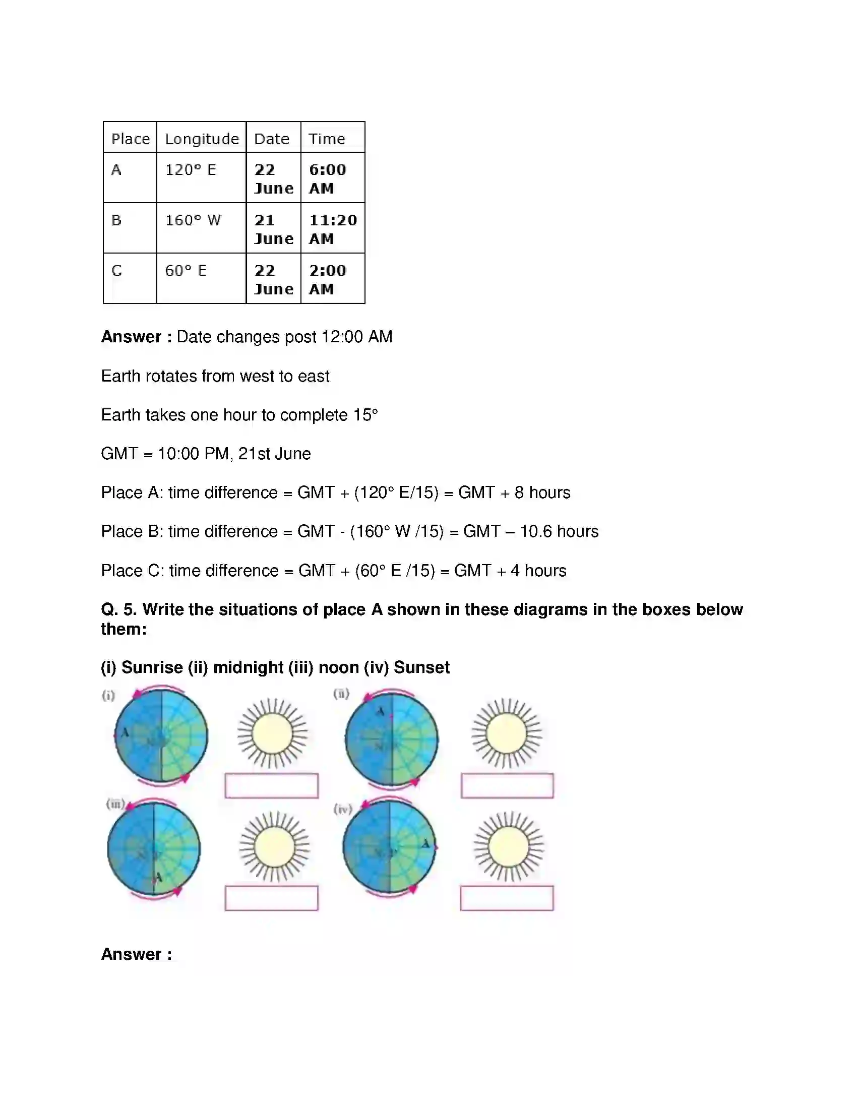 Maharashtra Board Class 8th Geography - English Medium Local Time and Standard Time Solution 5