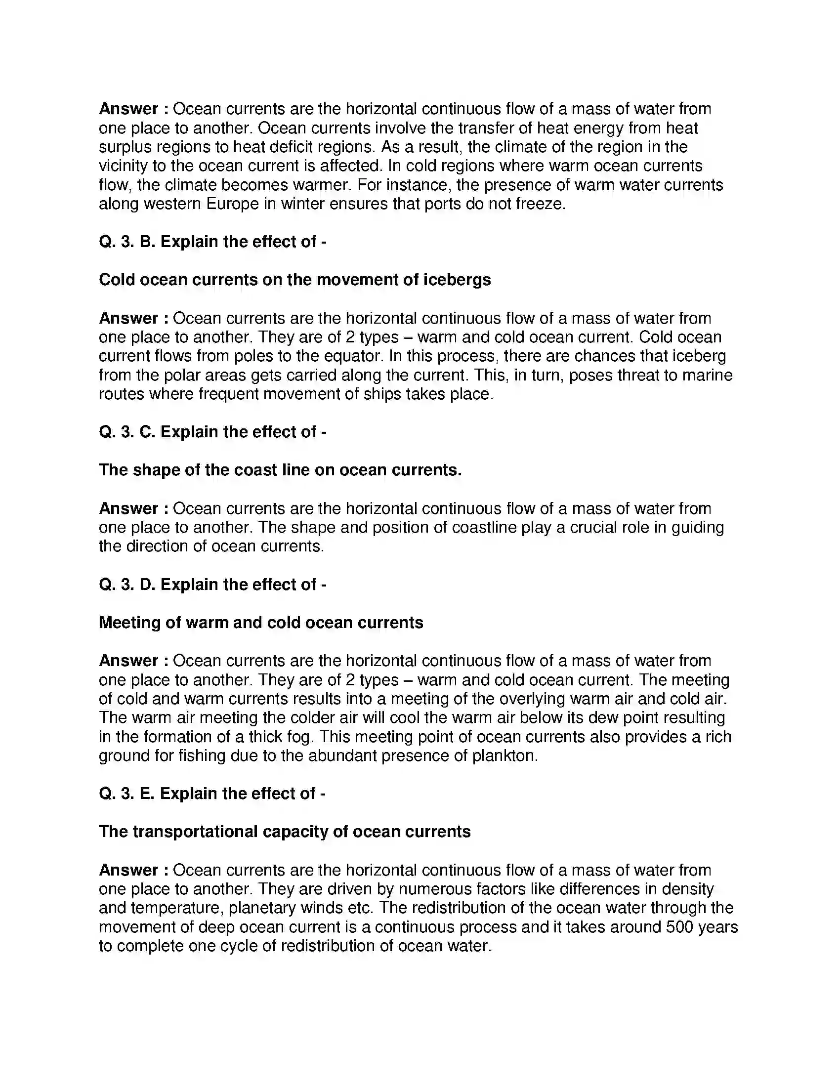 Maharashtra Board Class 8th Geography - English Medium Ocean Currents Solution 5