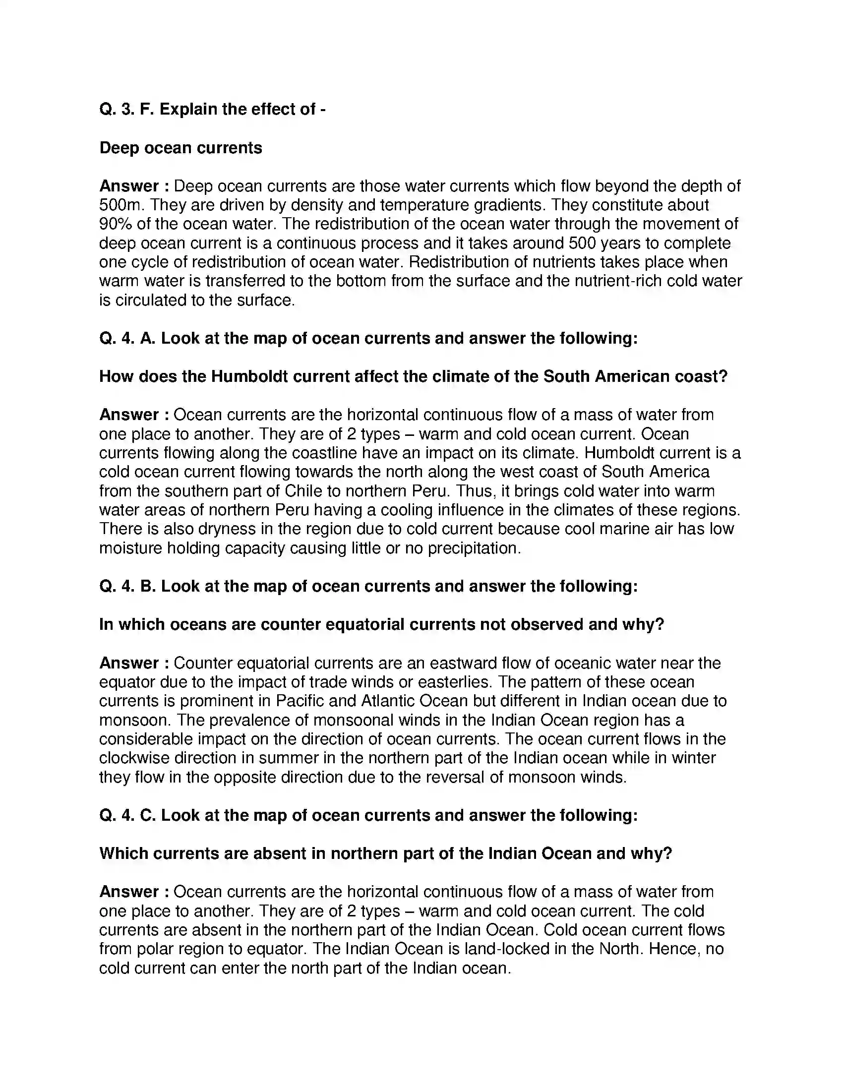 Maharashtra Board Class 8th Geography - English Medium Ocean Currents Solution 6