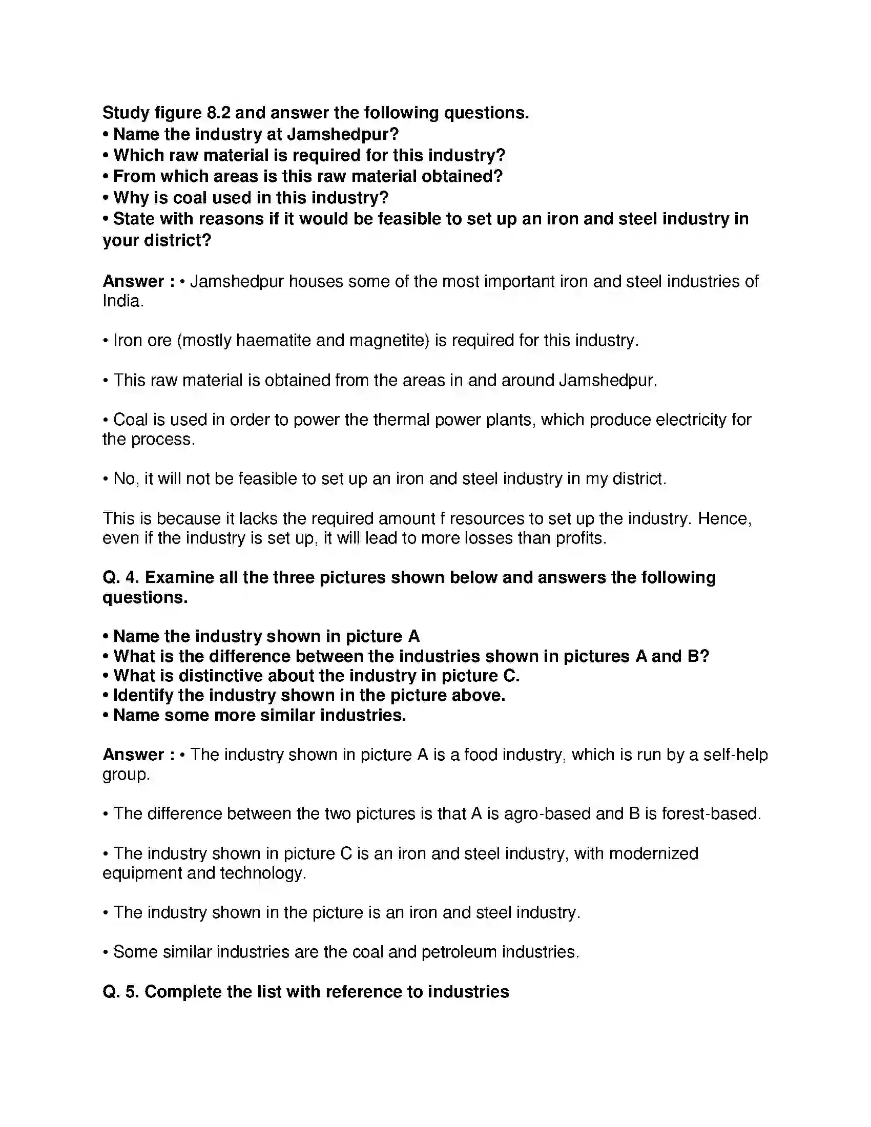 Maharashtra Board Class 8th Geography - English Medium Industries Solution 14
