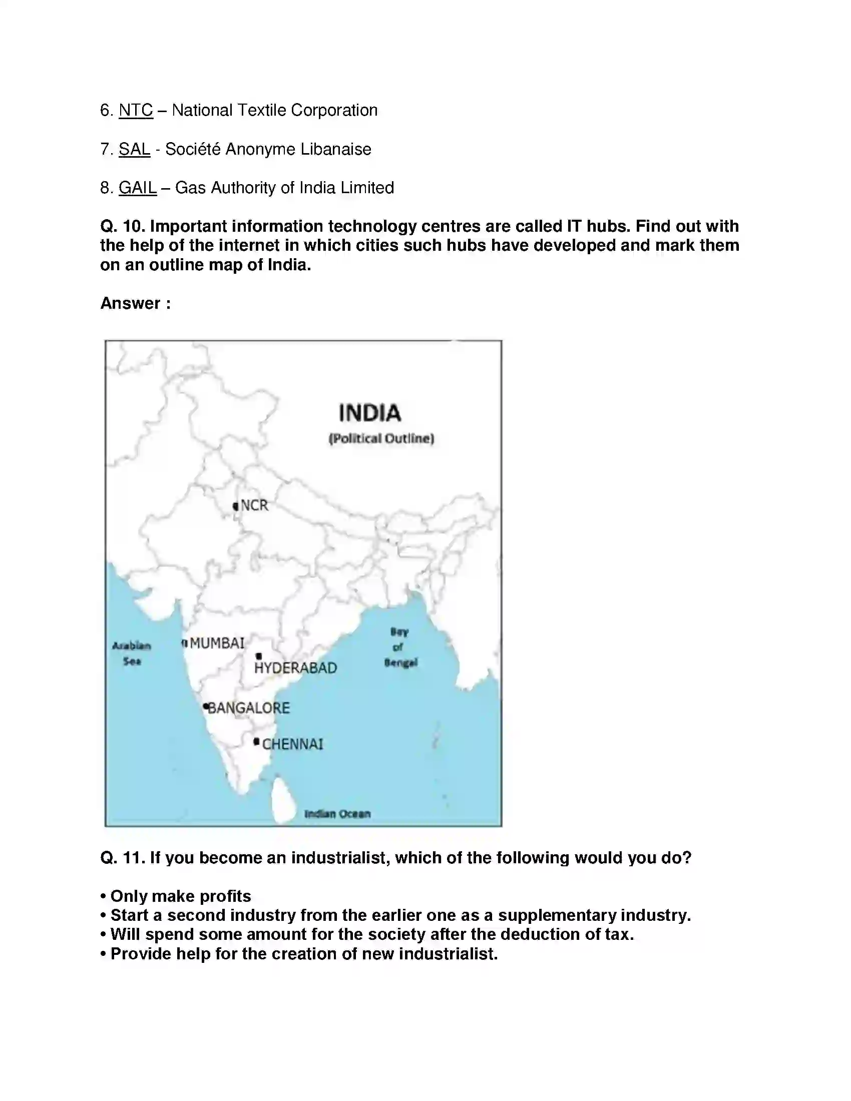 Maharashtra Board Class 8th Geography - English Medium Industries Solution 18