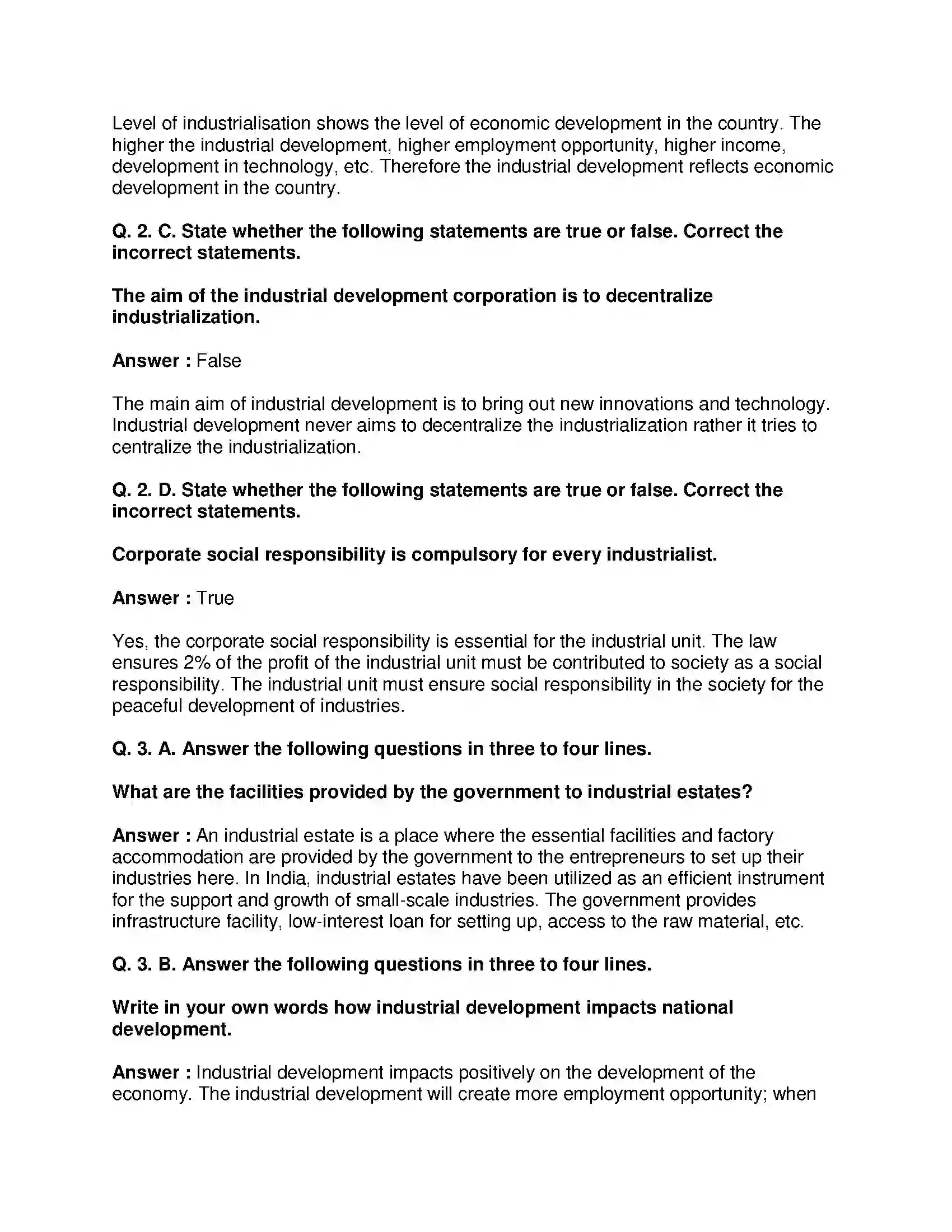 Maharashtra Board Class 8th Geography - English Medium Industries Solution 3