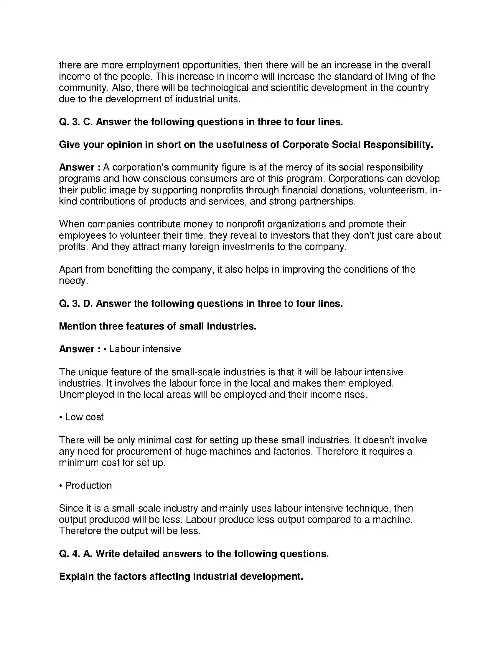 Maharashtra Board Class 8th Geography - English Medium Industries Solution 4