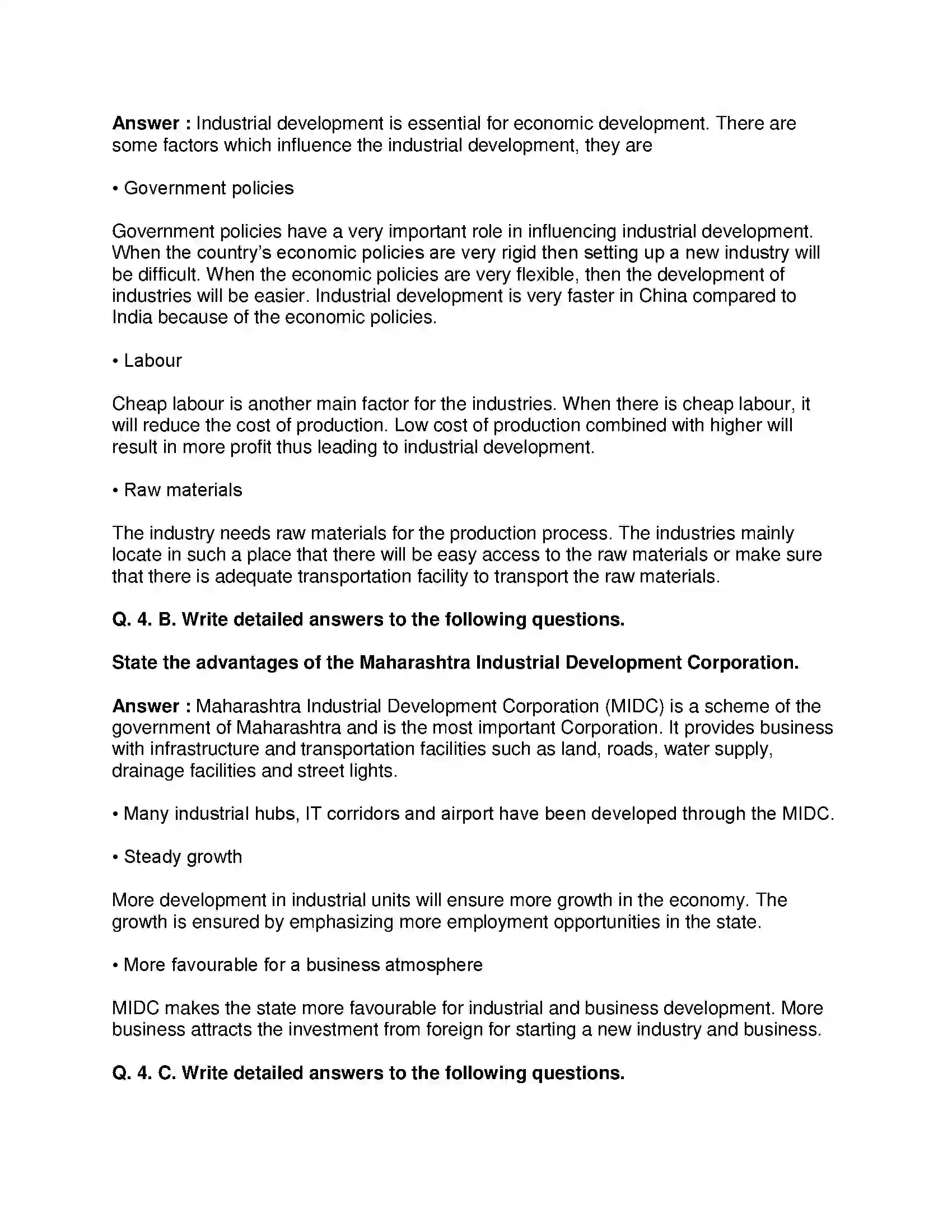 Maharashtra Board Class 8th Geography - English Medium Industries Solution 5
