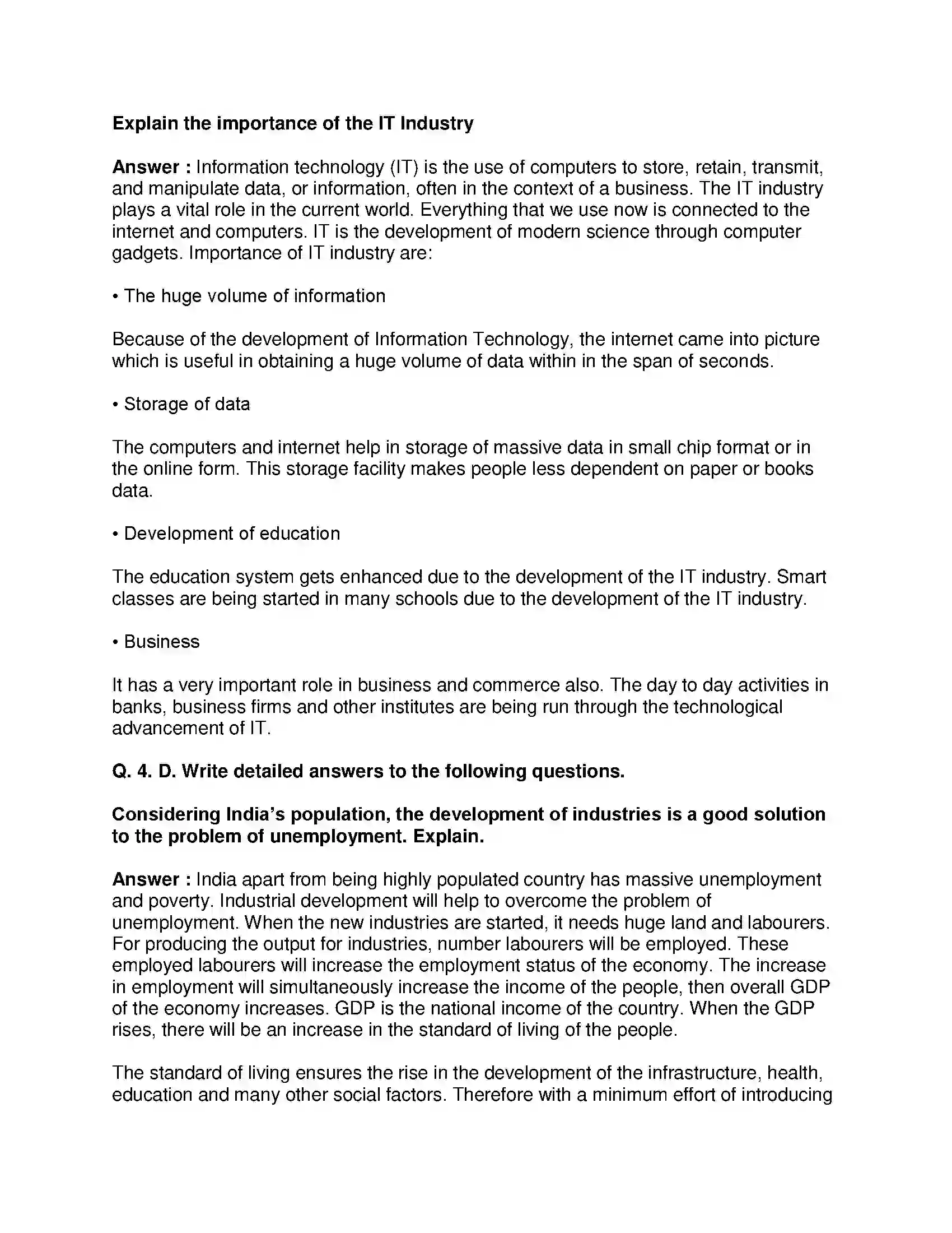 Maharashtra Board Class 8th Geography - English Medium Industries Solution 6