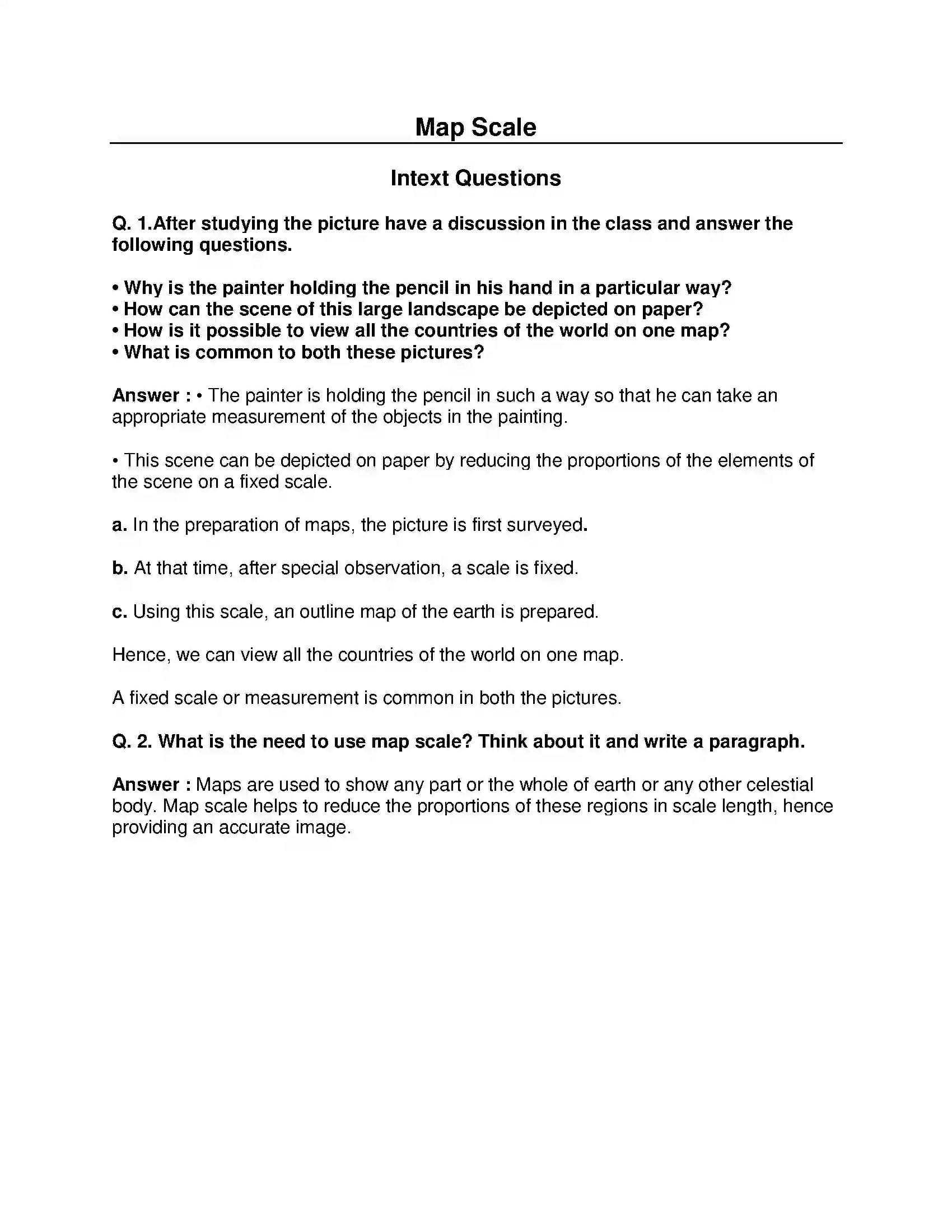 Maharashtra Board Class 8th Geography - English Medium Map Scale Solution 1