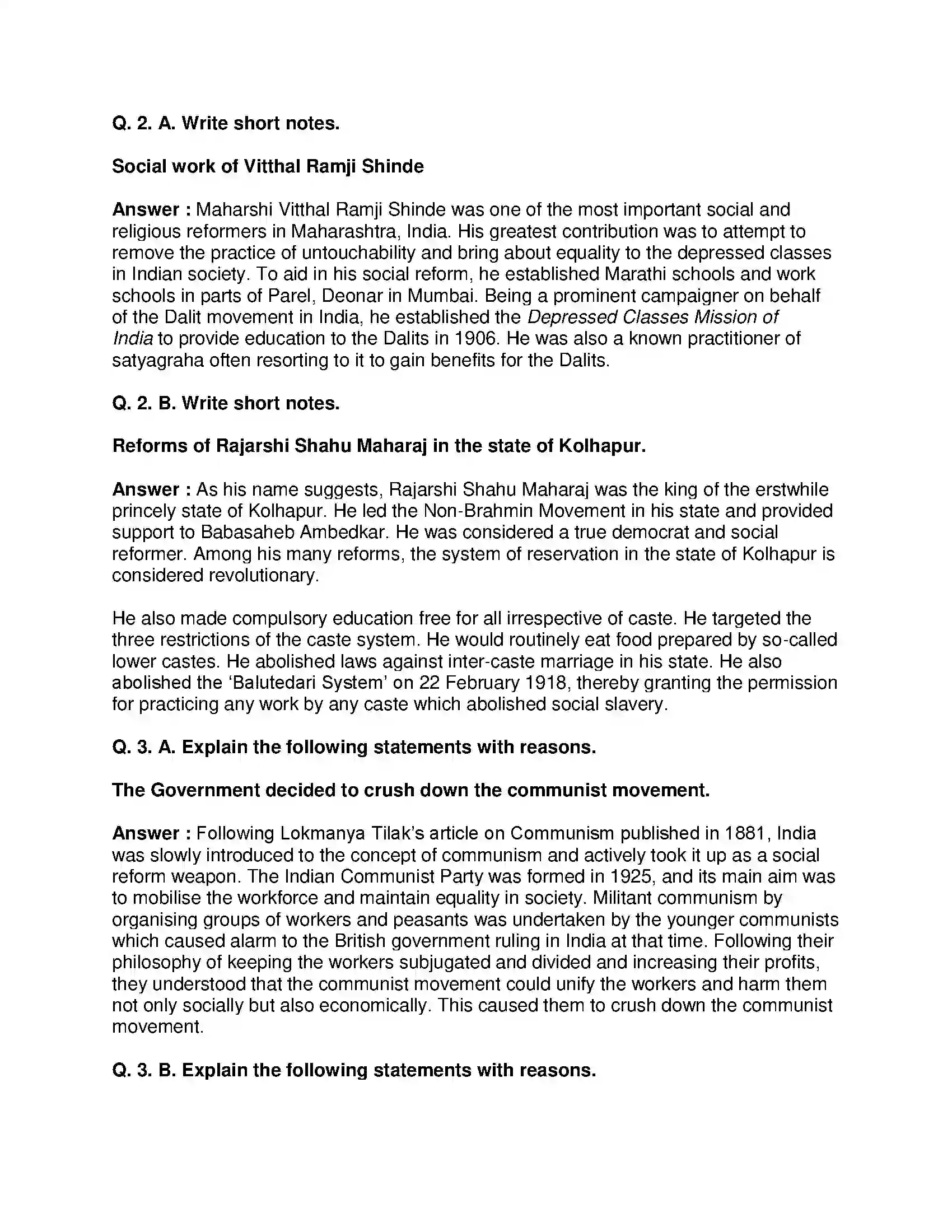 Maharashtra Board Class 8th History - English Medium Struggle for Equality Solution 2